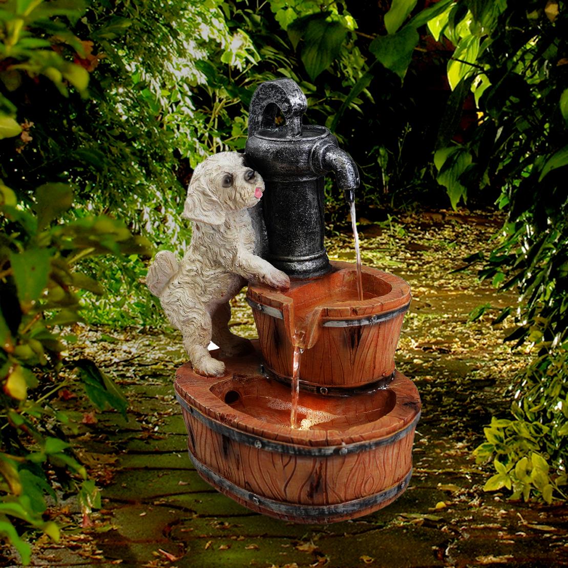 Puppy Solar Water Feature Outdoor With LED by GEEZY - The Magic Toy Shop