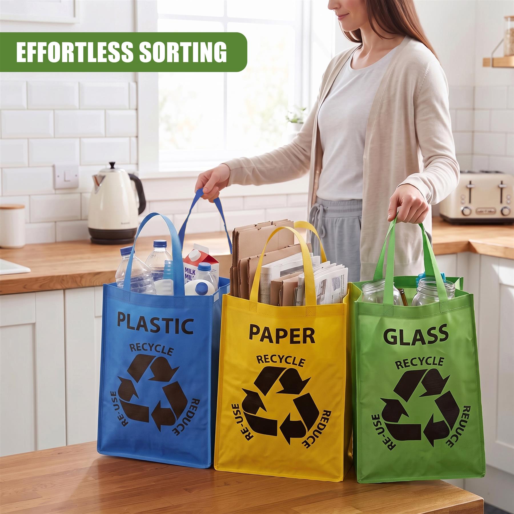 Set of 3 Reusable Recycle Bags