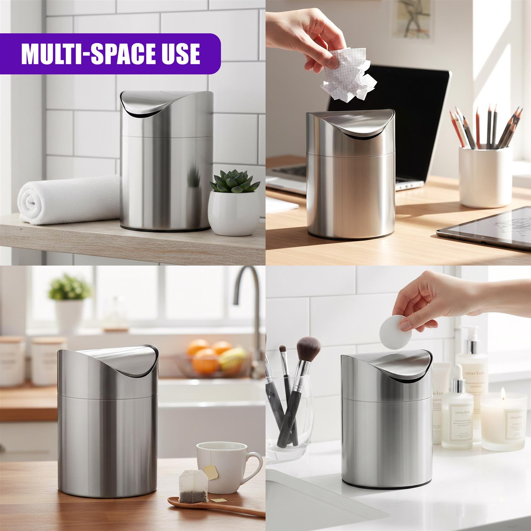 Stainless Steel Mini Swing Bin 1.5 L