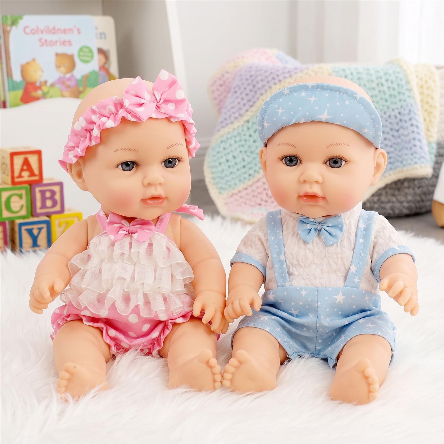 BiBi Anatomically Correct 14" Twin Dolls "Lucy & Lou"