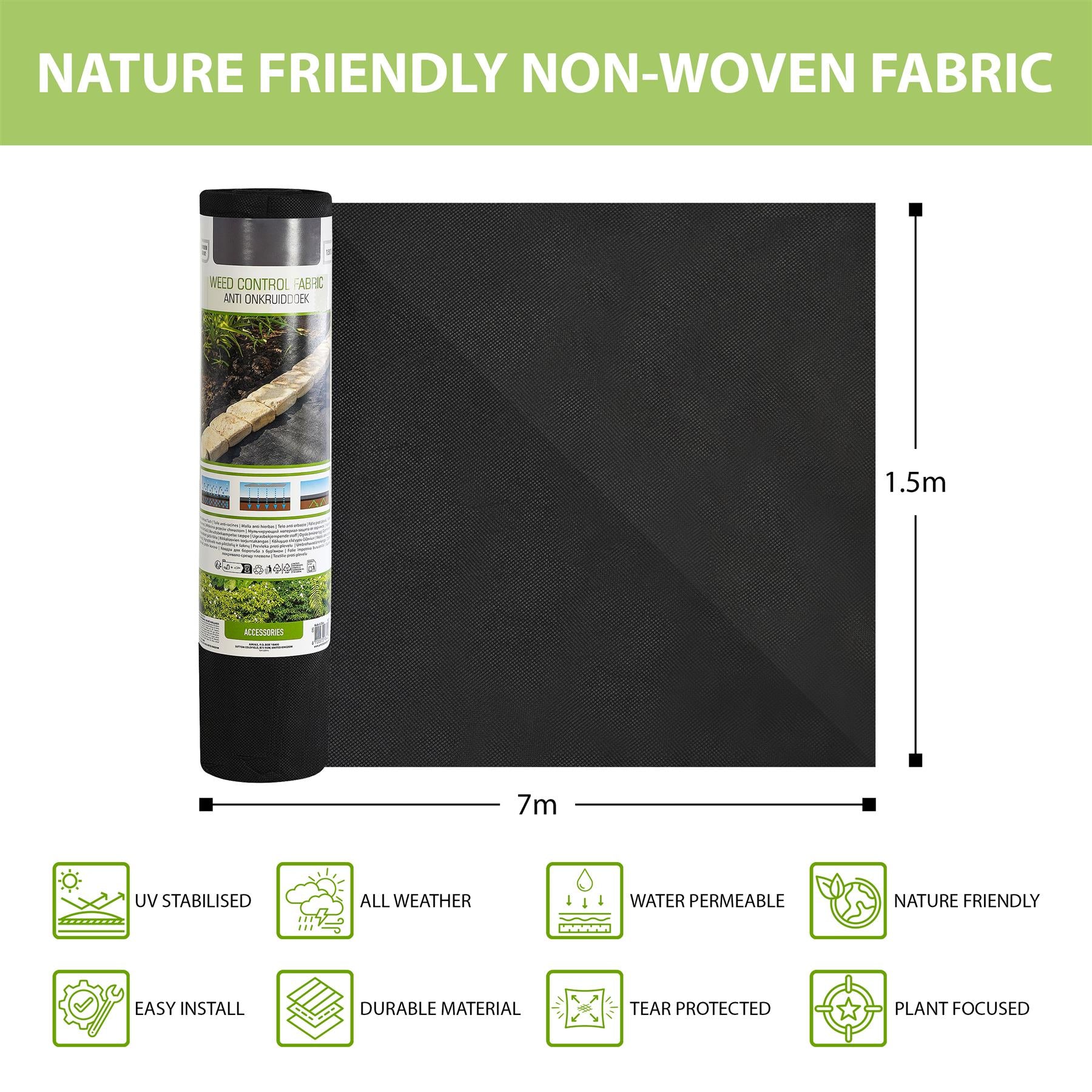 Non-Woven Weed Control Fabric 1.5x7m by GEEZY - The Magic Toy Shop