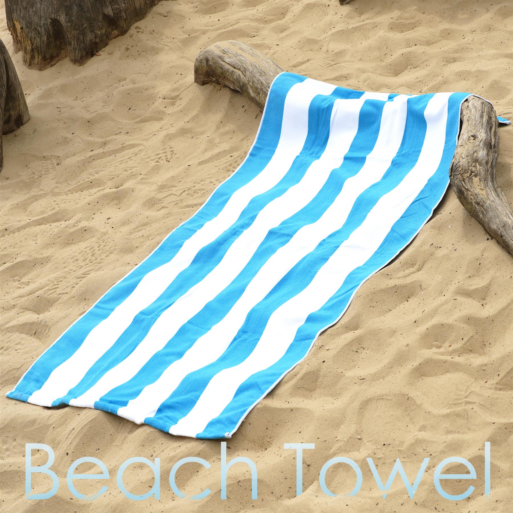 Beach Bath Towel Large Microfibre Blue Striped by GEEZY - The Magic Toy Shop