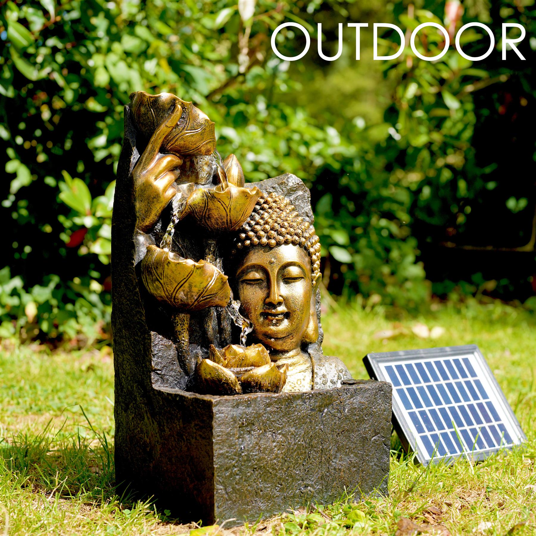 Buddha Head Solar Water Feature Outdoor With LED by GEEZY - The Magic Toy Shop