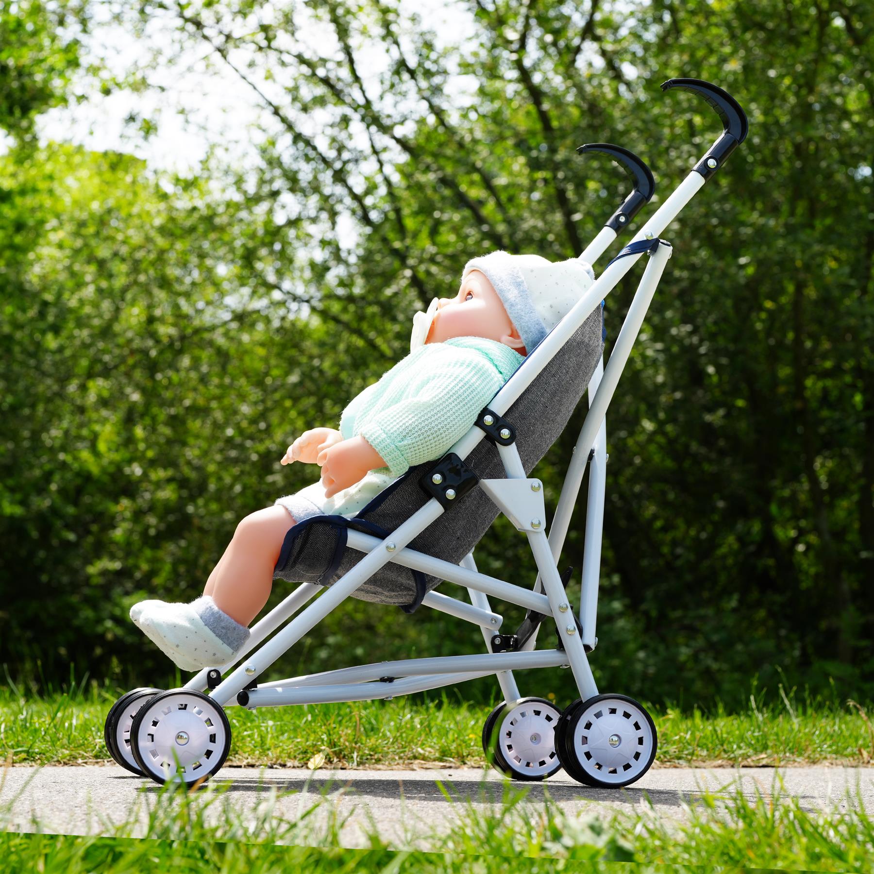 Black Baby Doll Foldable Stroller by BiBi Doll - The Magic Toy Shop