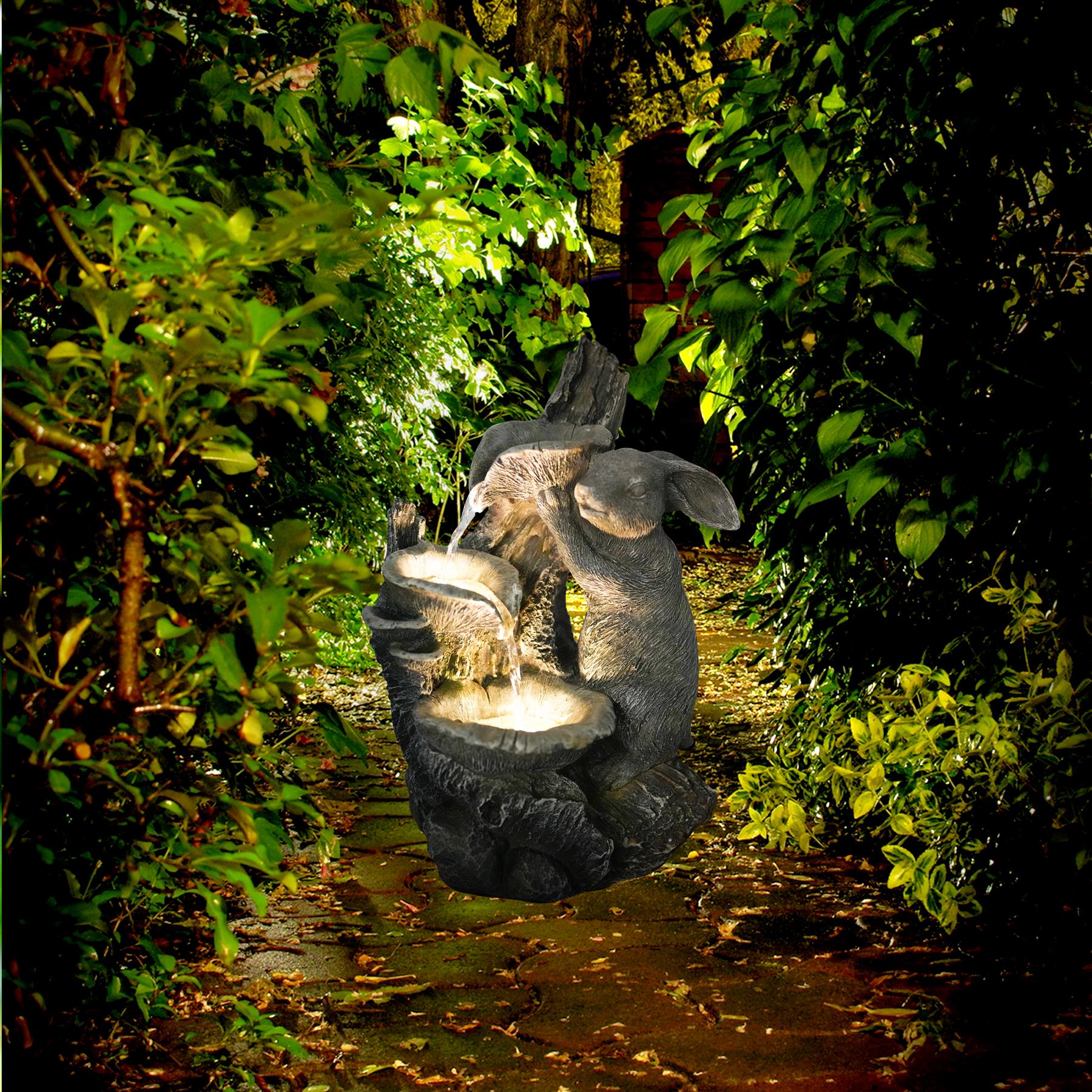 Rabbit Solar Water Feature Outdoor With LED by GEEZY - The Magic Toy Shop