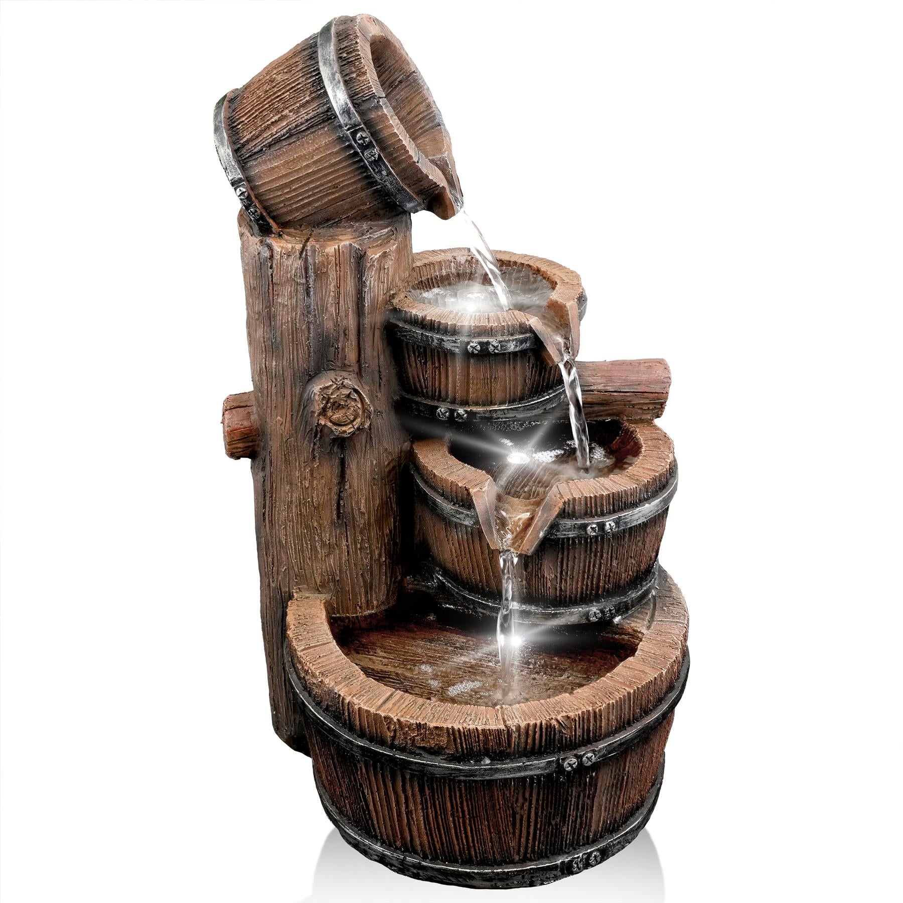 Barrel Water Feature Outdoor With LED by GEEZY - The Magic Toy Shop