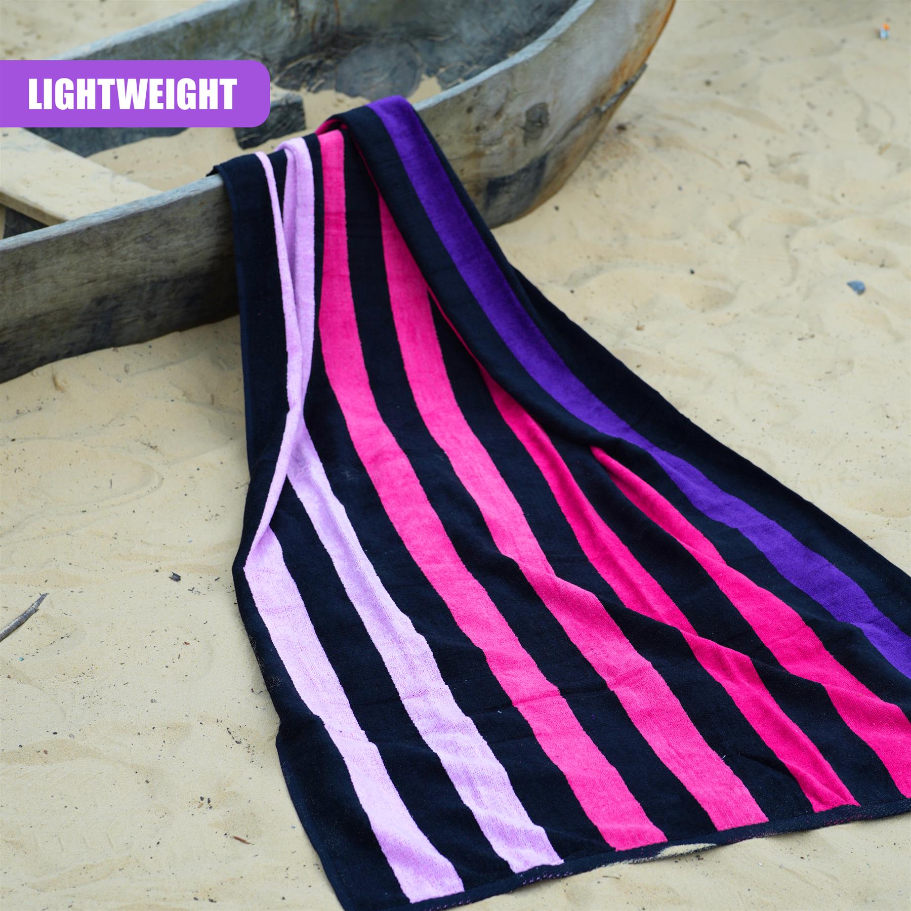 Large Velour Striped Beach Towel (Sunset) by GEEZY - The Magic Toy Shop