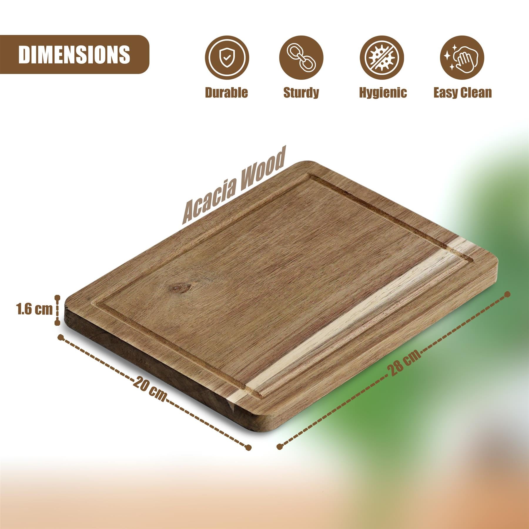 Acacia Chopping Board 28x20cm by GEEZY - The Magic Toy Shop