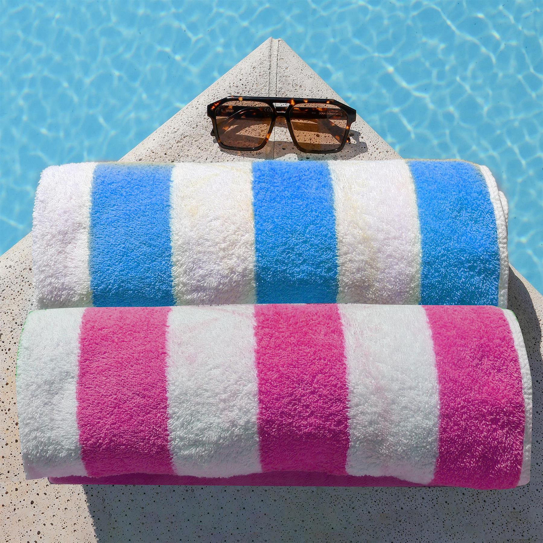 Pink & Blue Striped Microfibre Beach Towels - Set of 2 by GEEZY - The Magic Toy Shop