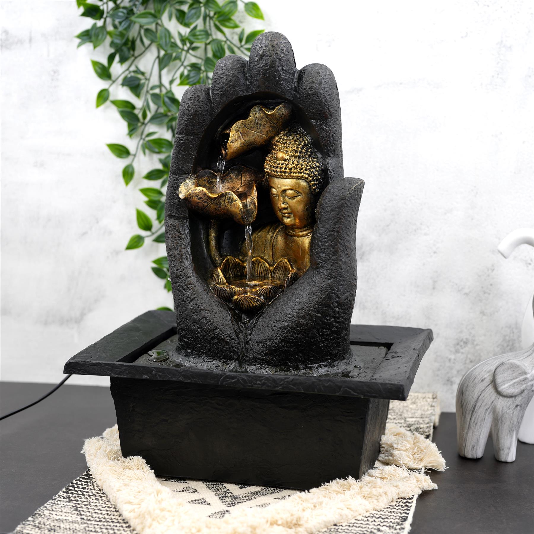 Hand Buddha Fountain LED Tabletop Indoor