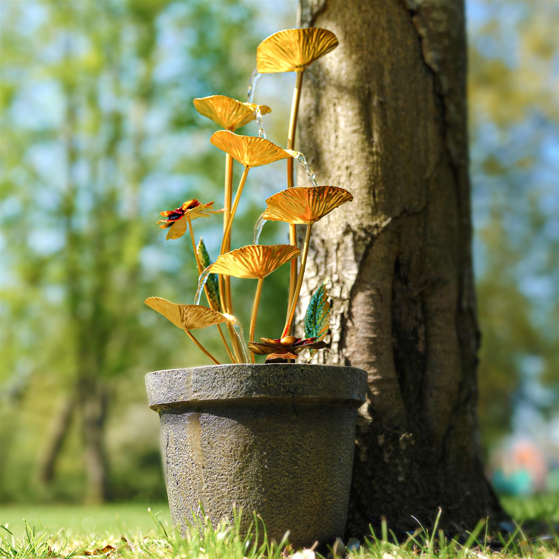 Metal Lotus Water Feature Outdoor With LED by GEEZY - The Magic Toy Shop