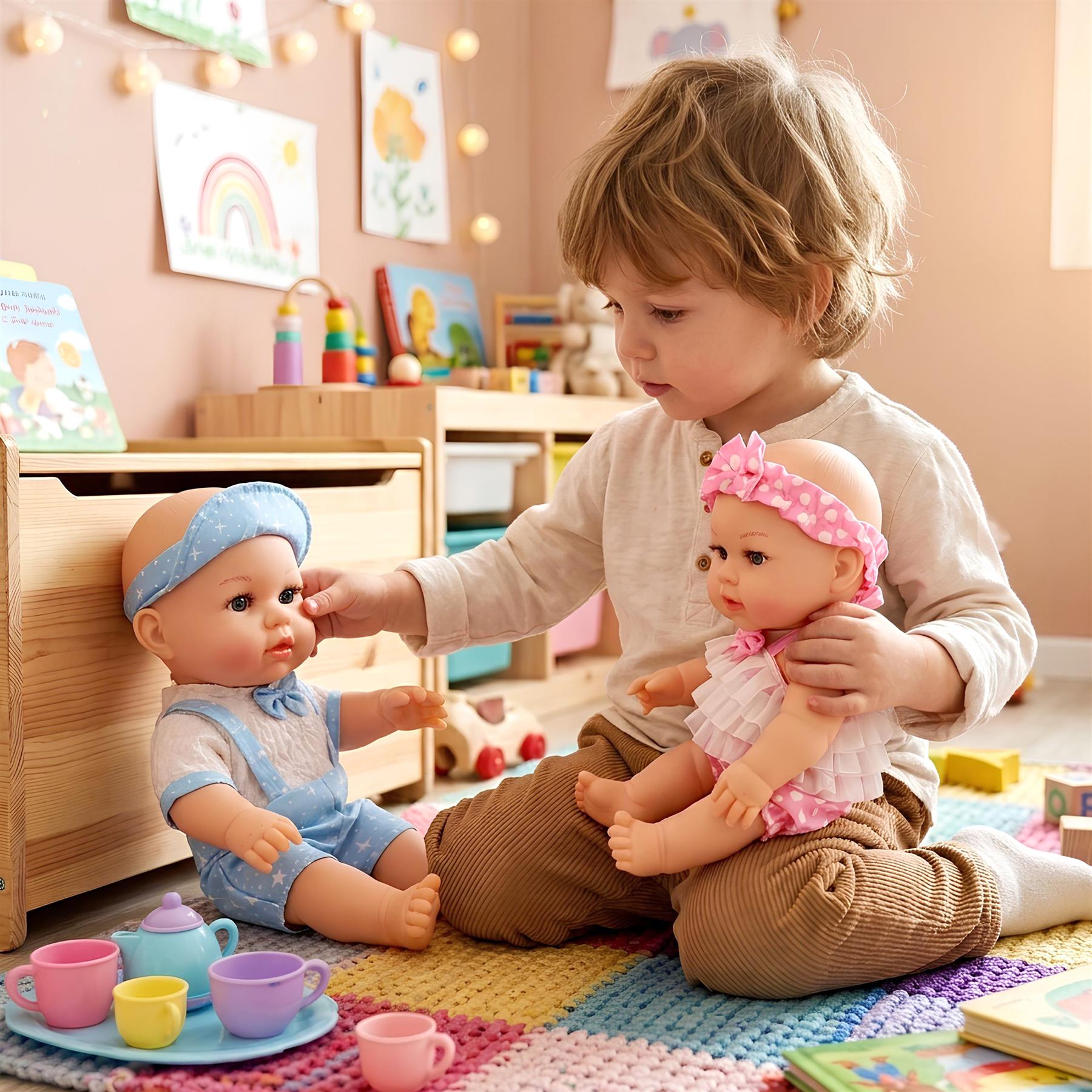BiBi Anatomically Correct 14" Twin Dolls "Lucy & Lou"