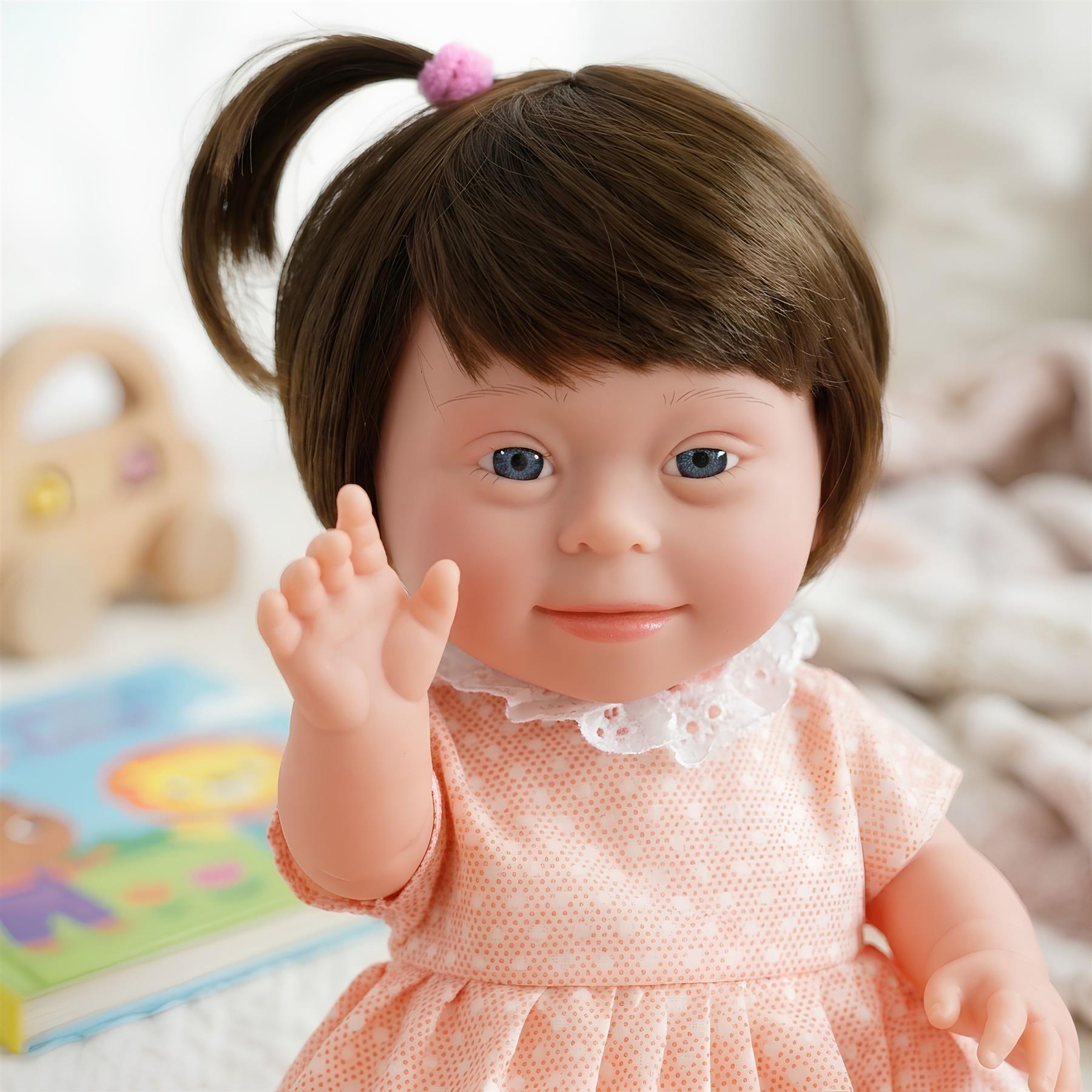 BiBi Doll Down Syndrome Girl - Brown Hair (36 cm / 14")