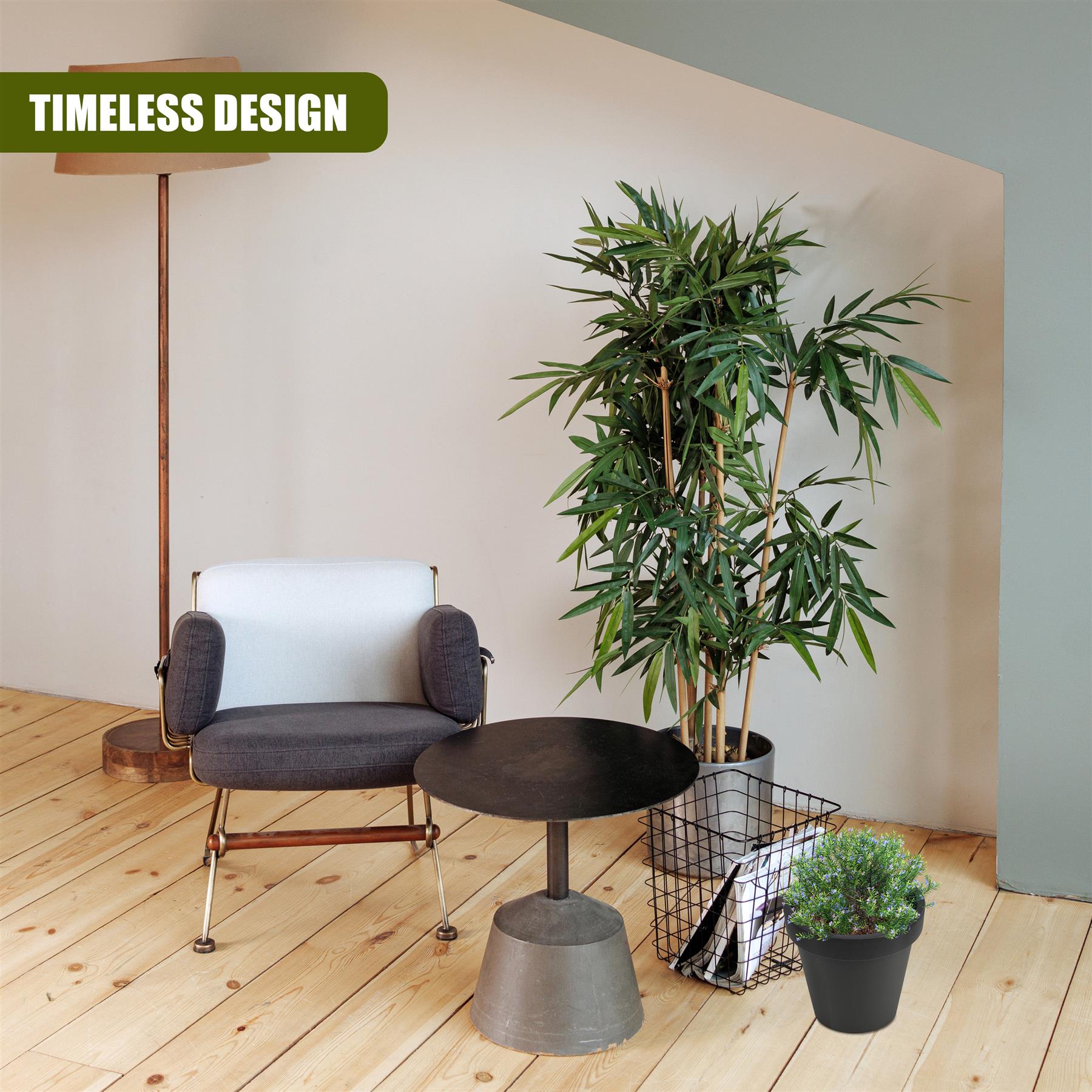 Small Round Anthracite Flower Planter 20 x 18 cm by Geezy - The Magic Toy Shop