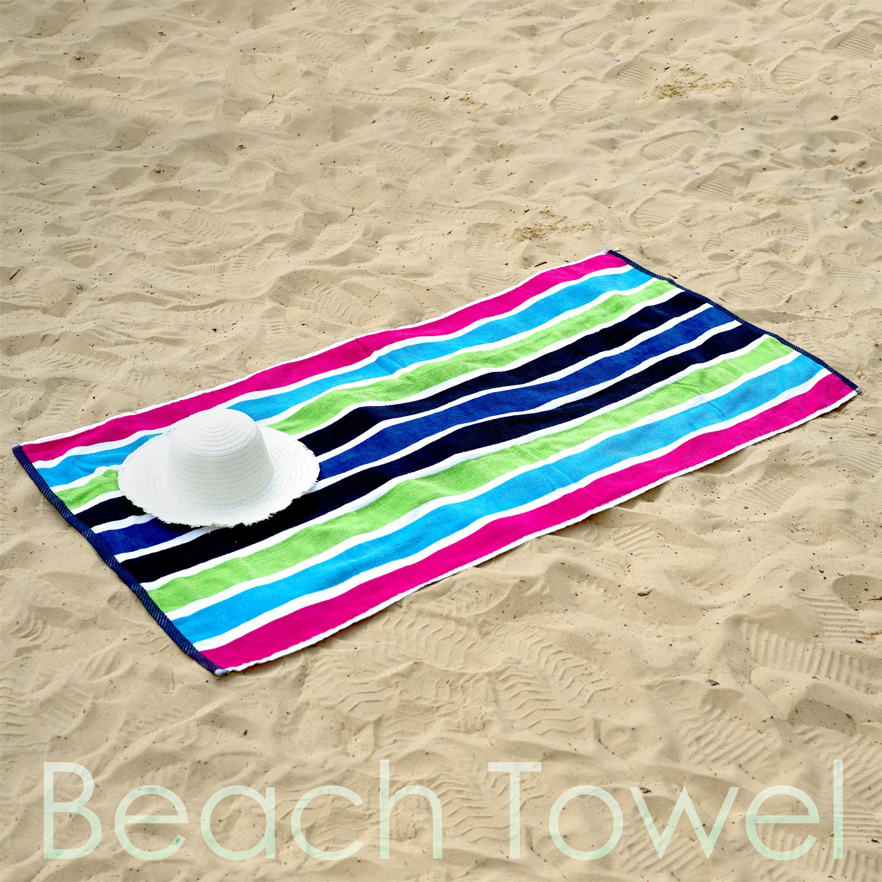 Large Velour Striped Beach Towel (Sanguine) by Geezy - The Magic Toy Shop