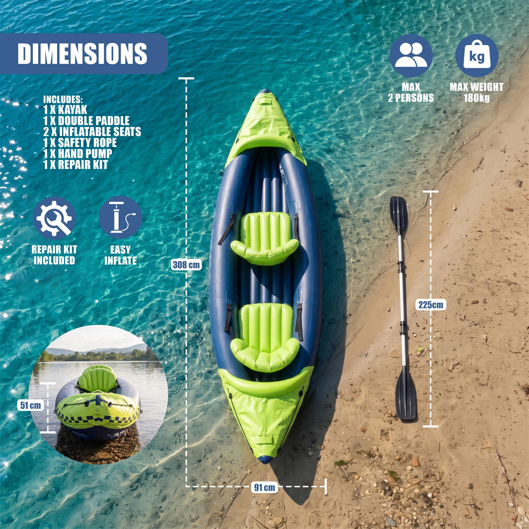 2 Person Inflatable Kayak Set