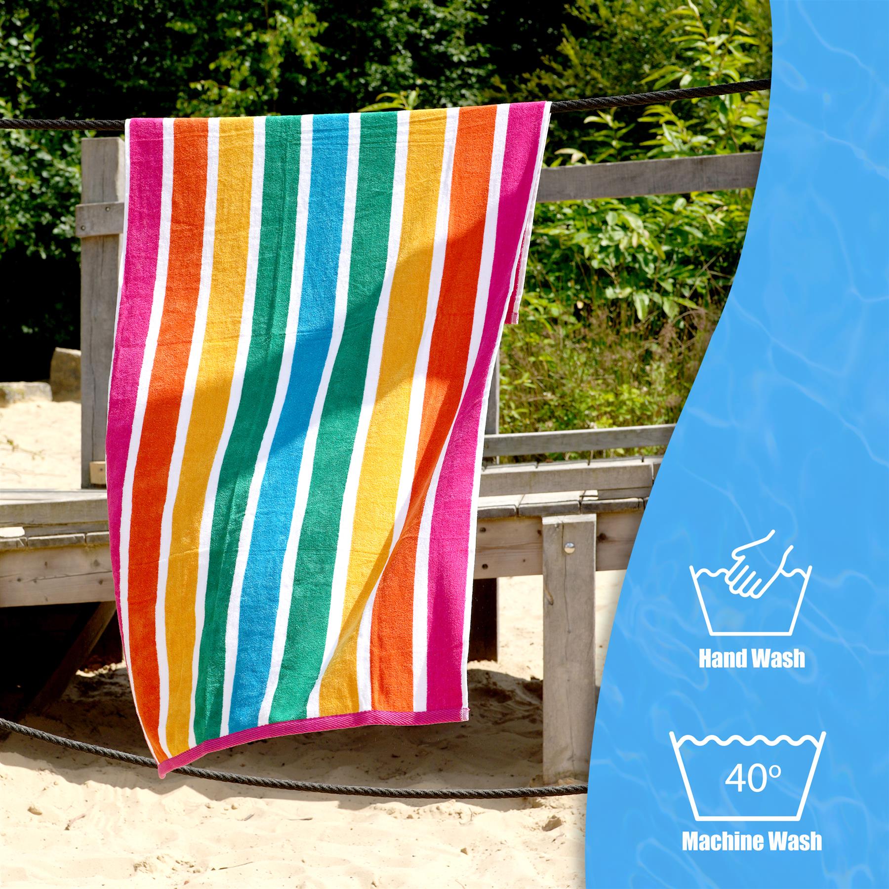 Large Velour Striped Beach Towel (Tropical Burst) by Geezy - The Magic Toy Shop