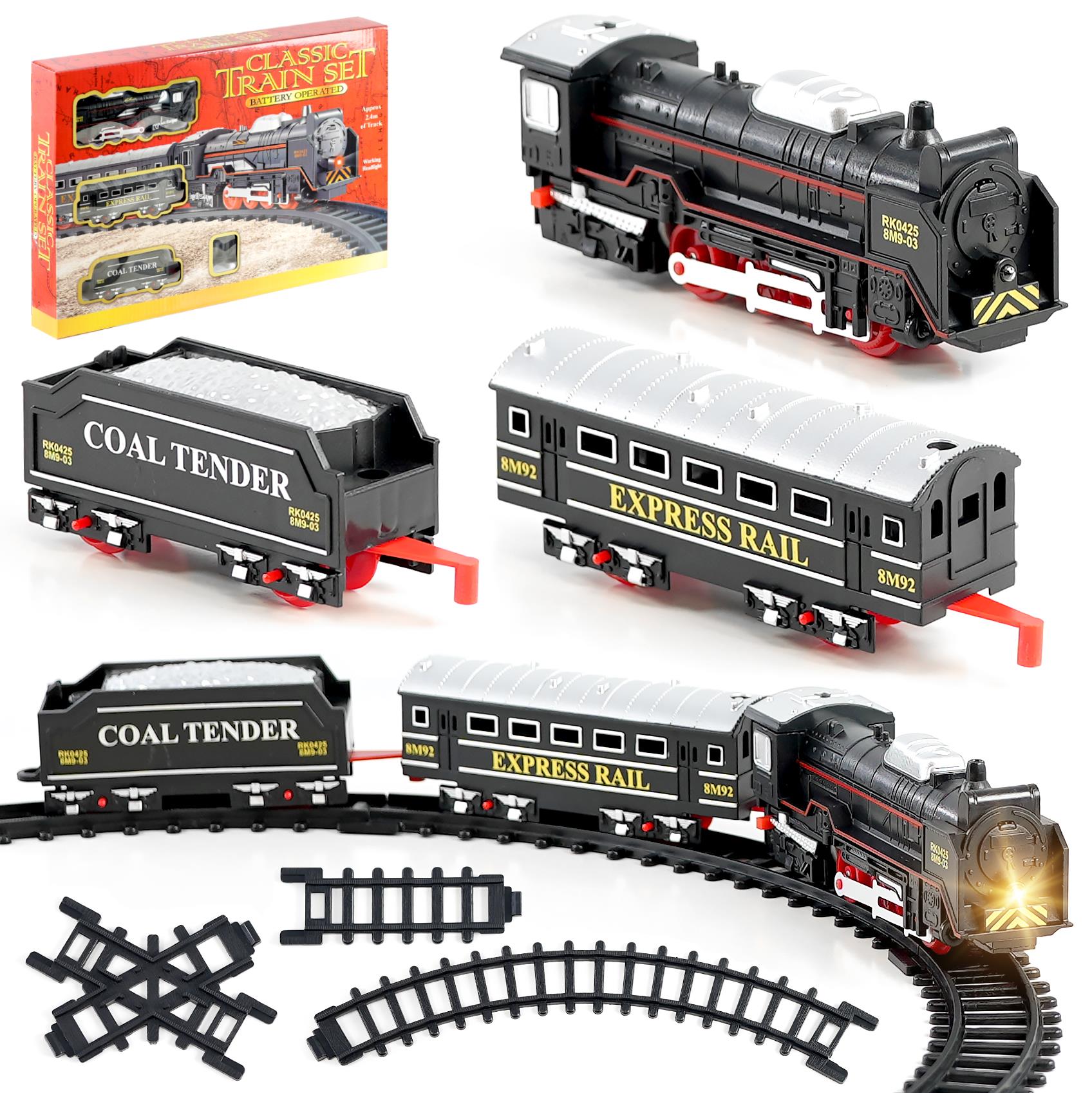 Classic Train Set with Tracks and Headlight by The Magic Toy Shop - The Magic Toy Shop