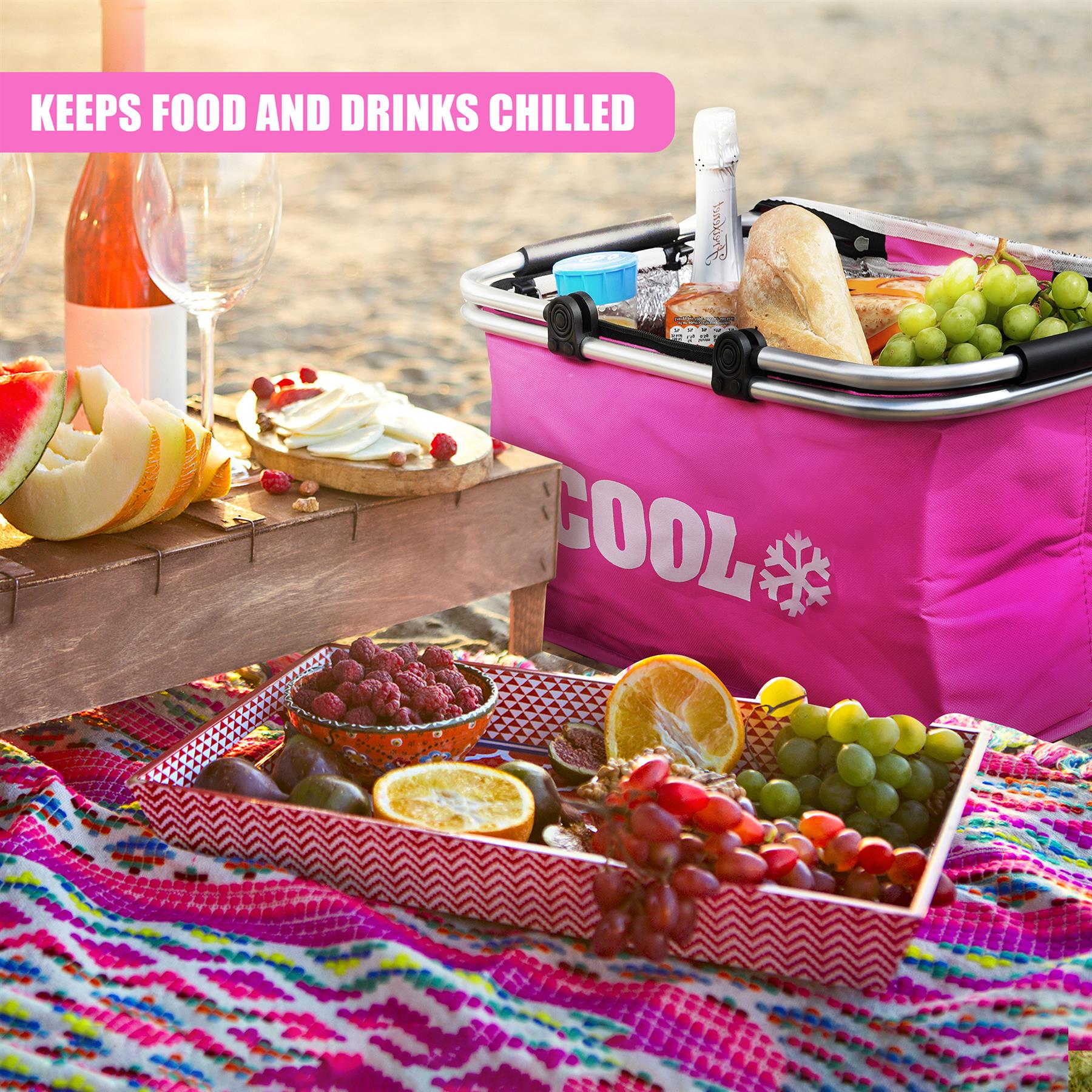 Pink Cooler Basket Bag by Geezy - The Magic Toy Shop