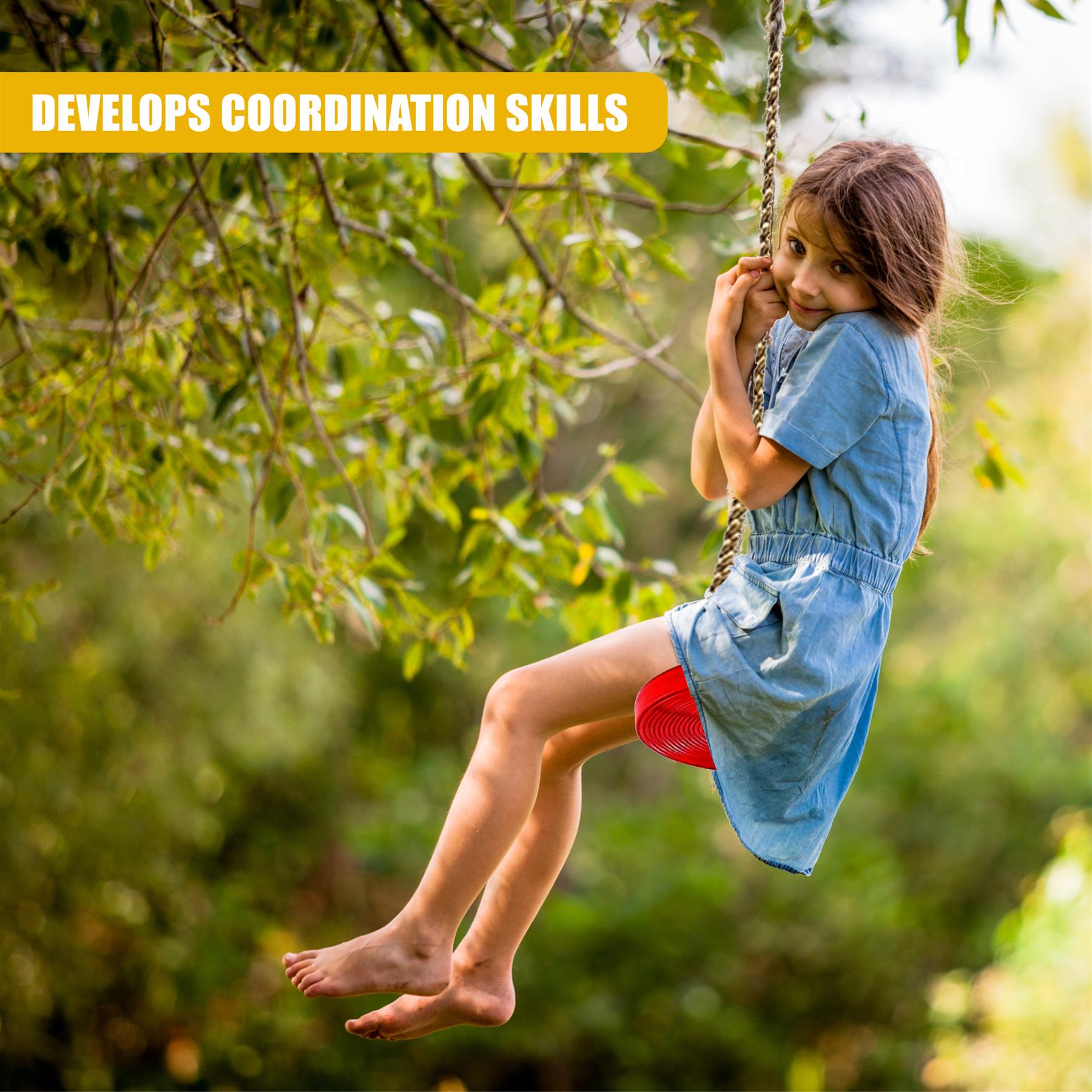 Wooden Trapeze Swing, Rope Ladder & Red Plate Seat by The Magic Toy Shop - The Magic Toy Shop