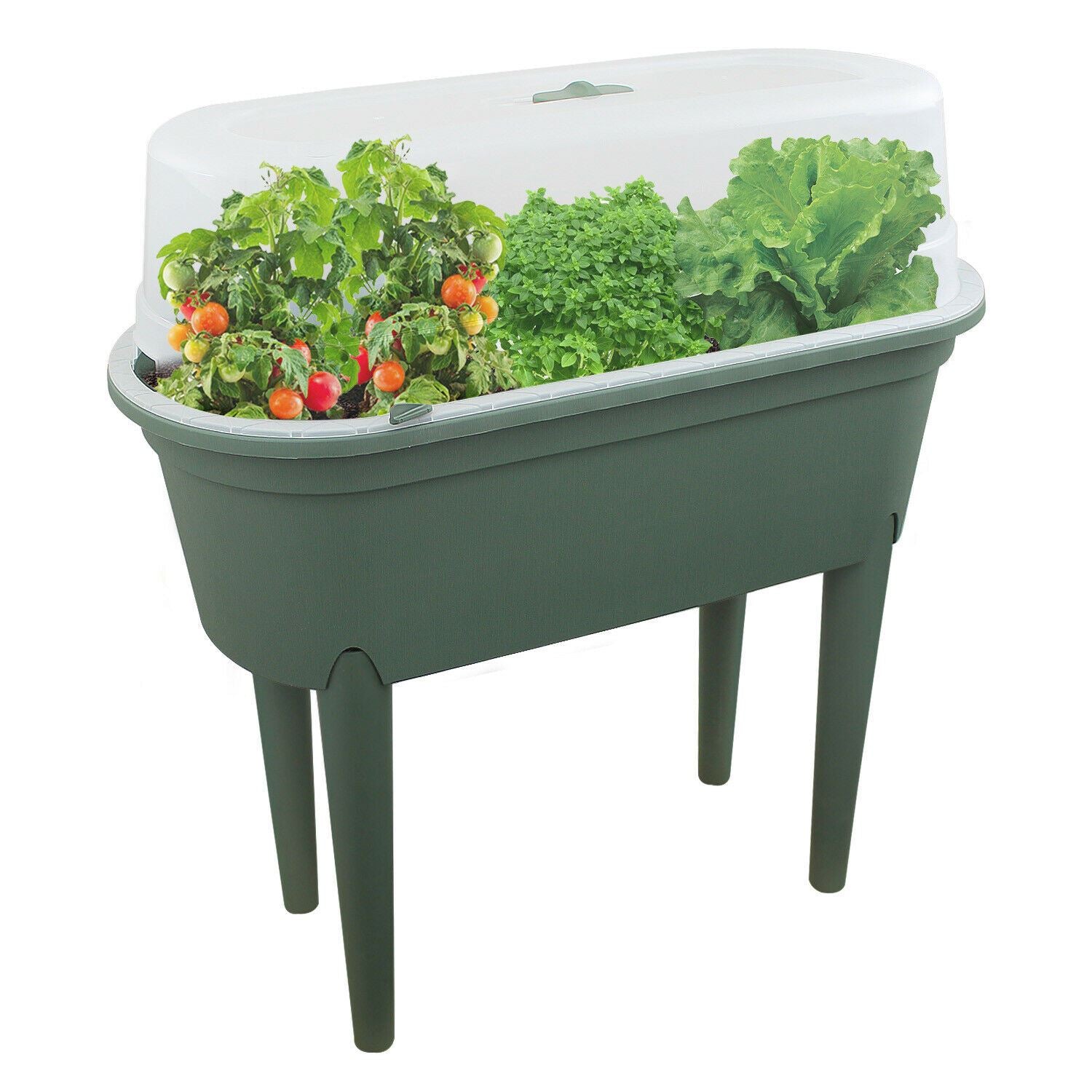 Green Raised Garden Bed Planter With Lid and Legs
