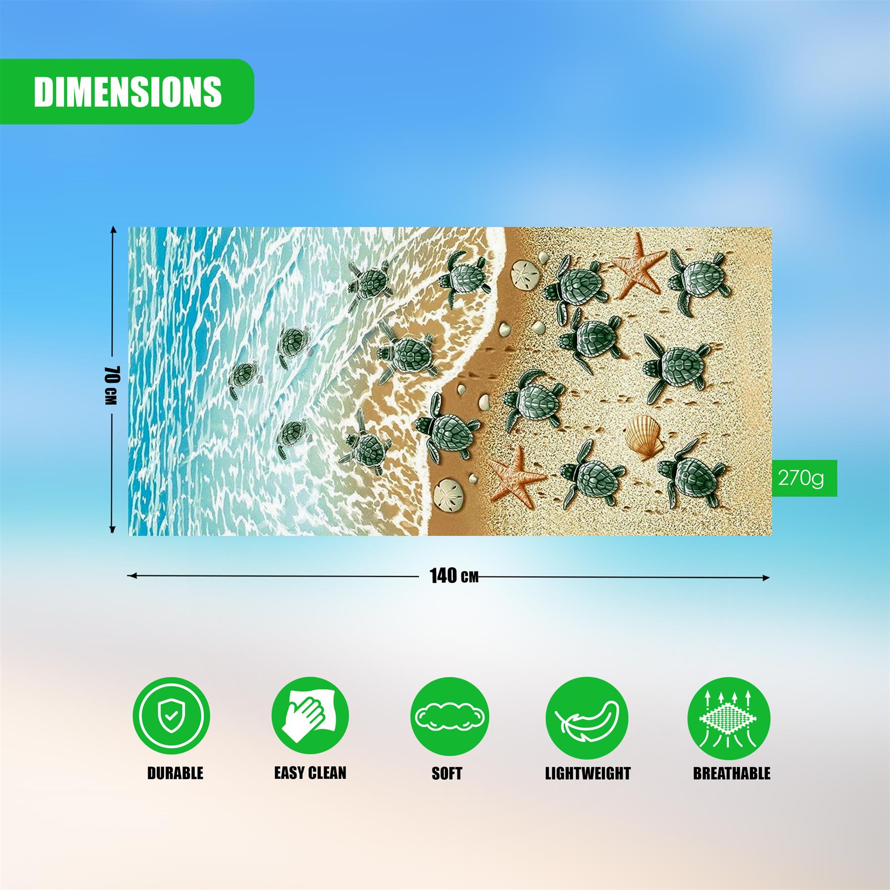 Turtles Design Large Towel by Geezy - The Magic Toy Shop