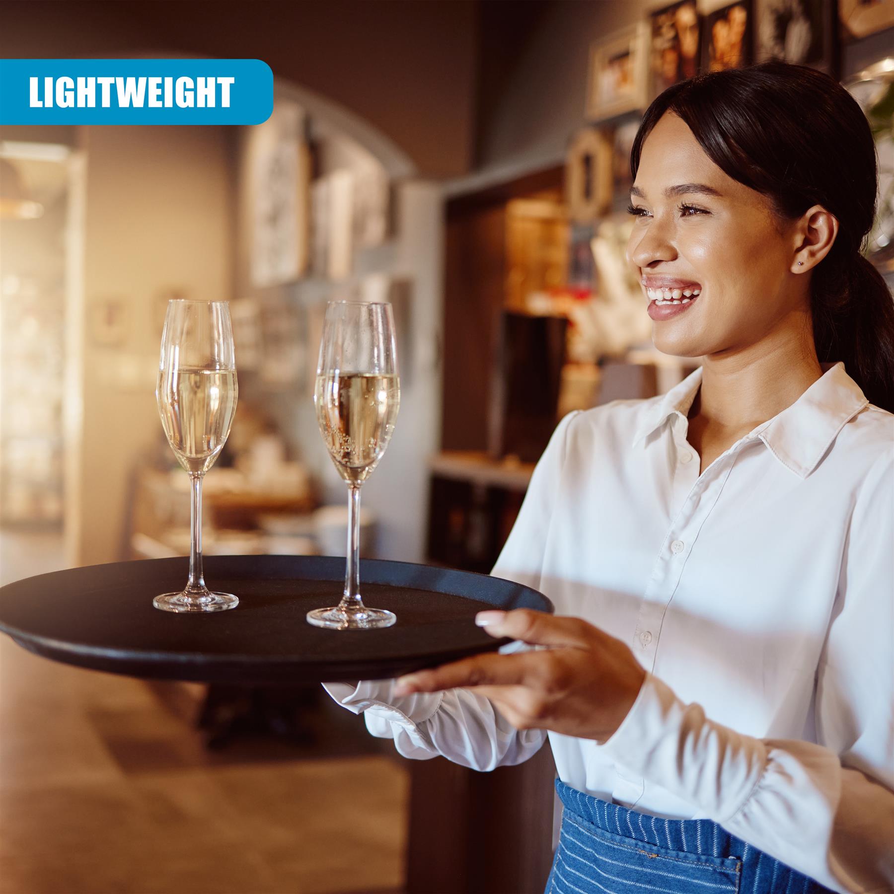 Non-Slip Black Textured Serving Tray