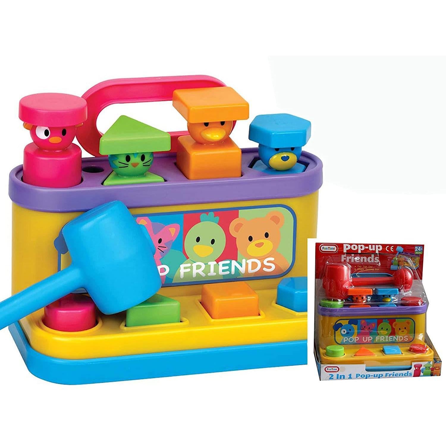 Multi-coloured Pop Up Friends with Hammer by The Magic Toy Shop - The Magic Toy Shop