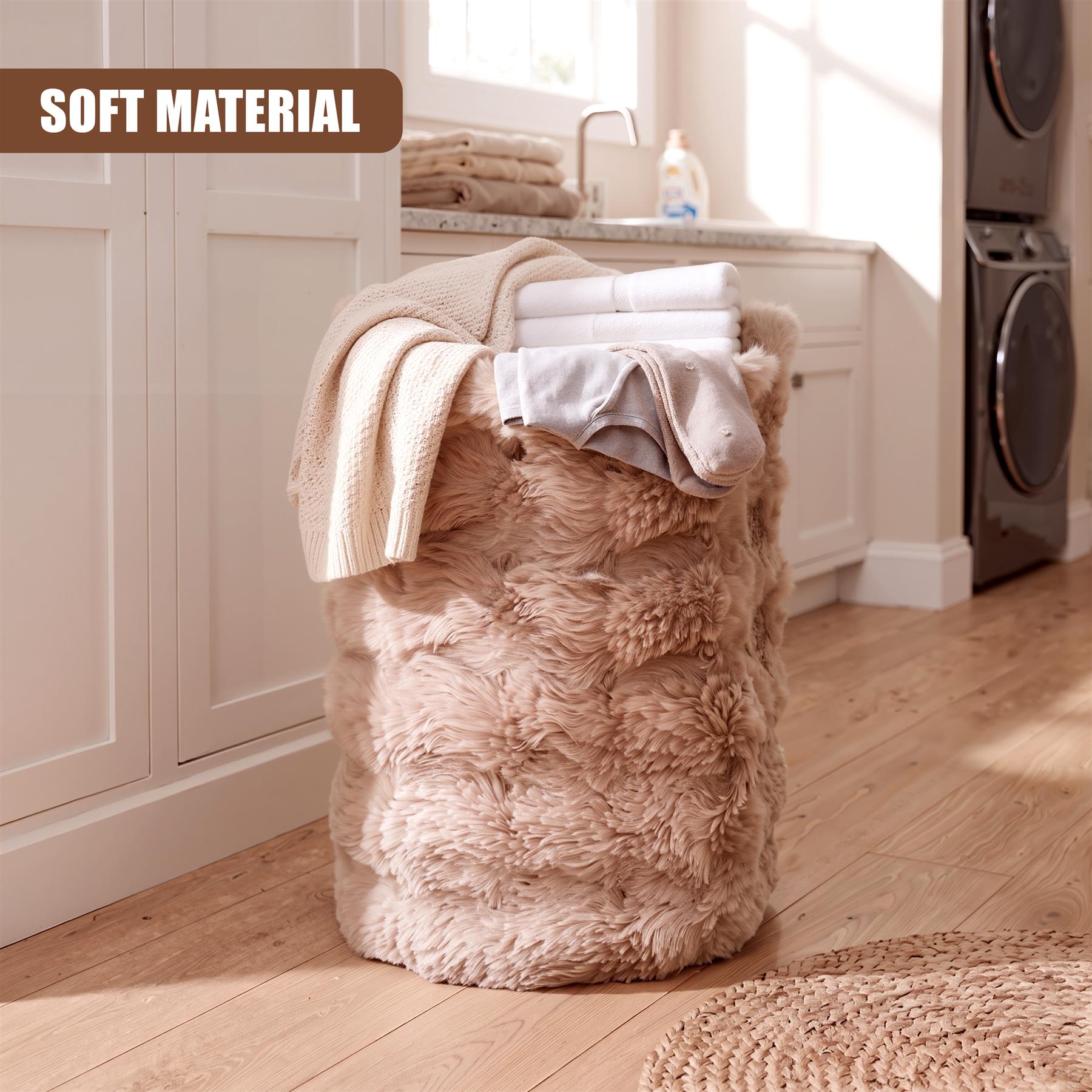 Faux Fur Round Storage Basket