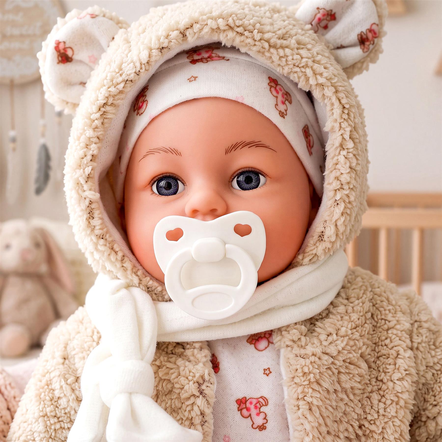 18" Girl Doll In Beige Coat