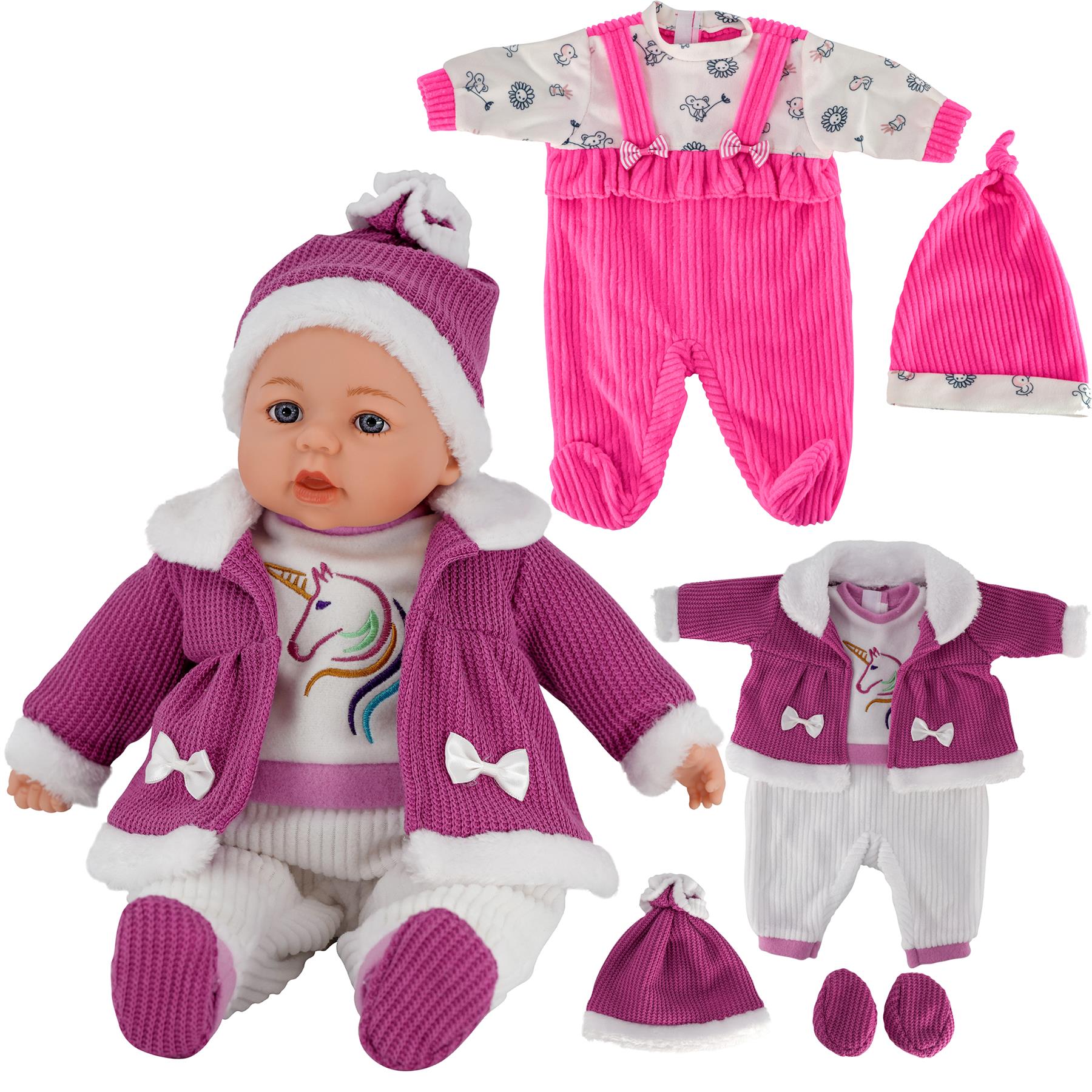 BiBi Outfits - Set of Two Doll Clothes (Hot Pink & Purple Coat) (45 cm / 18") by BiBi Doll - The Magic Toy Shop