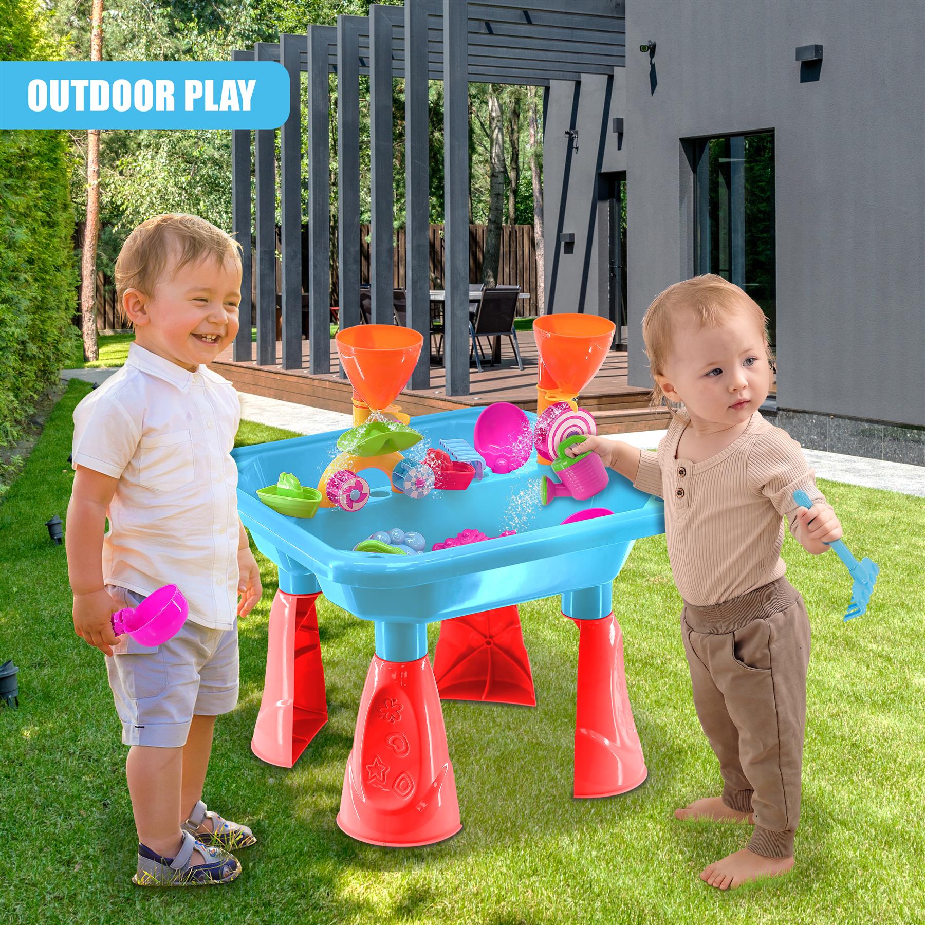 Blue Sand and Water Table Garden Sandpit Play Set by The Magic Toy Shop - The Magic Toy Shop
