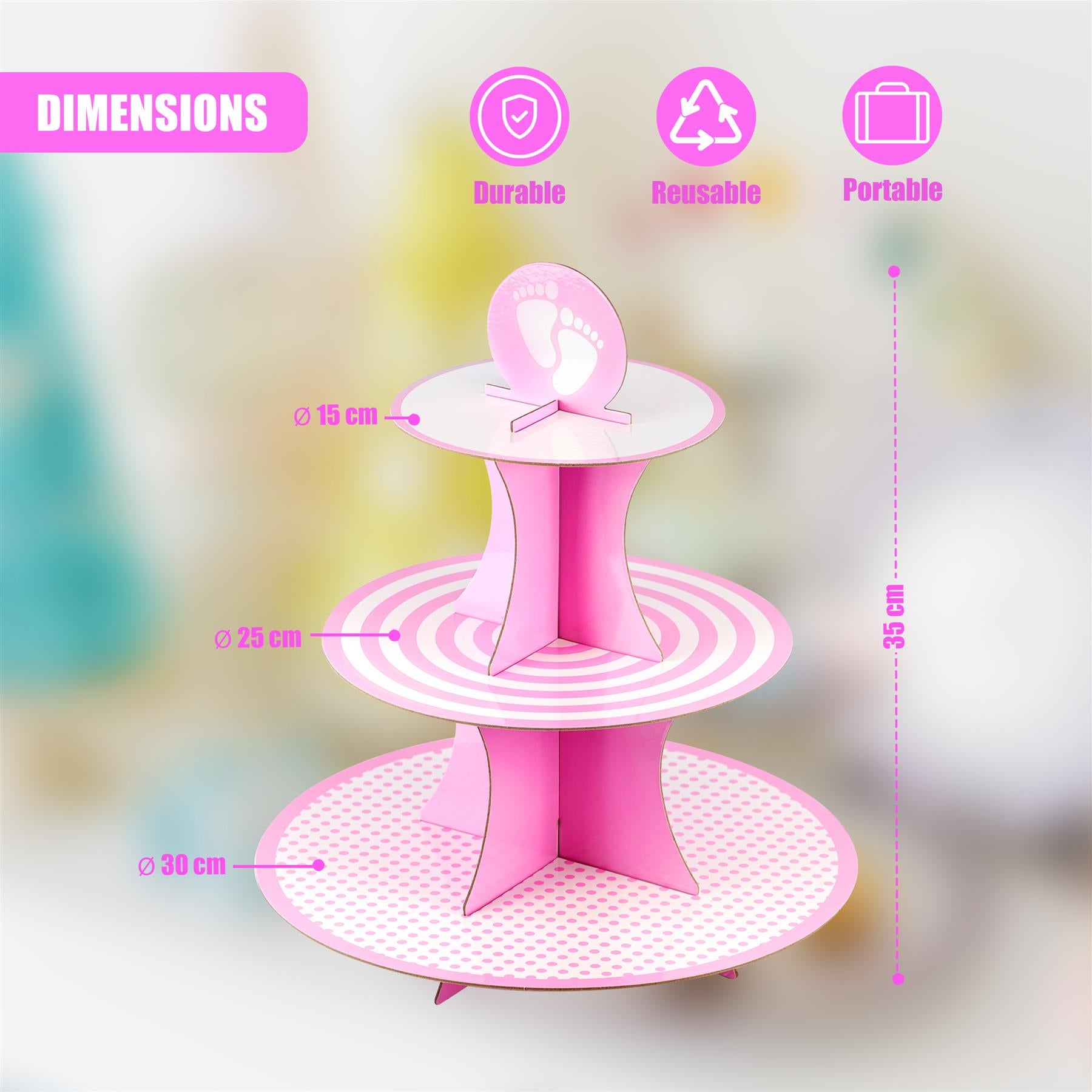 3 Tier Cardboard Cupcake Stand by GEEZY - The Magic Toy Shop