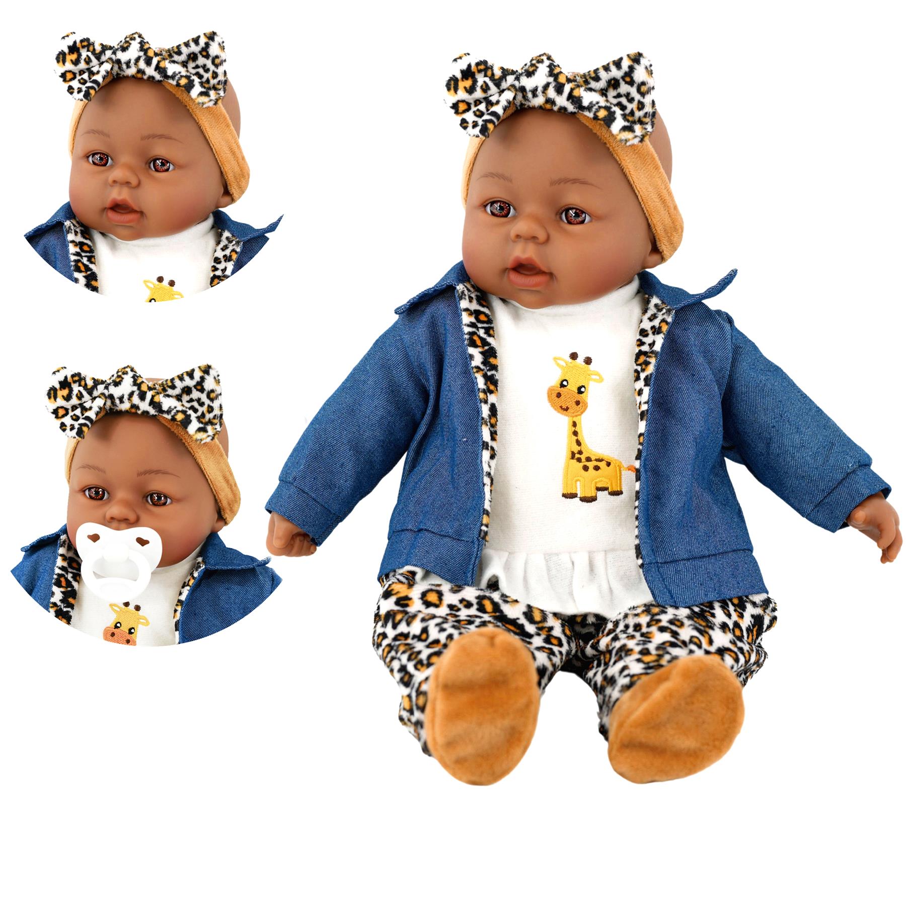 BiBi Black Baby Doll "Cheetah" (45 cm / 18") by BiBi Doll - The Magic Toy Shop