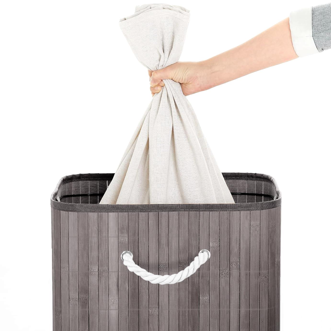 Rectangular Bamboo Basket Grey by GEEZY - The Magic Toy Shop