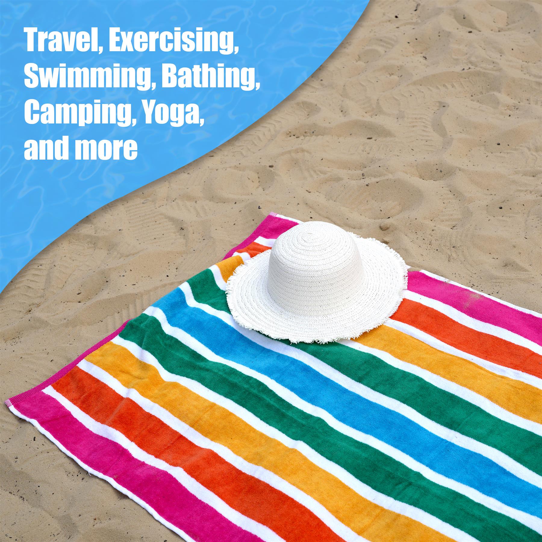 Large Velour Striped Beach Towel (Tropical Burst) by Geezy - The Magic Toy Shop