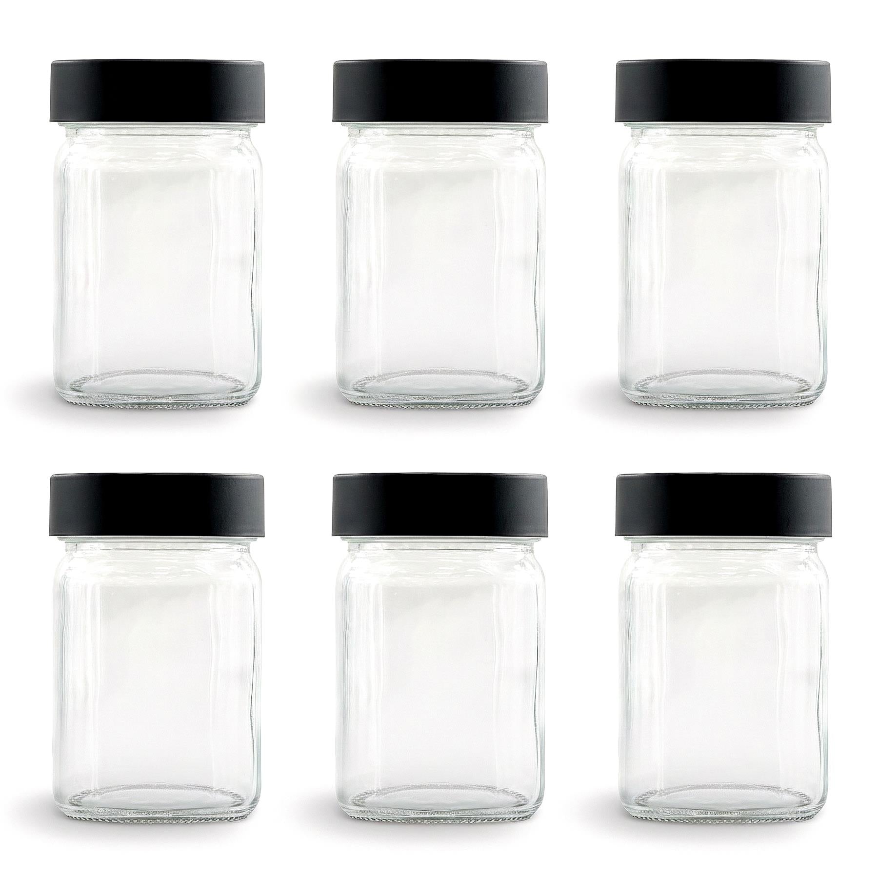 Set of 6 Glass Spice Jars with Screw Lids