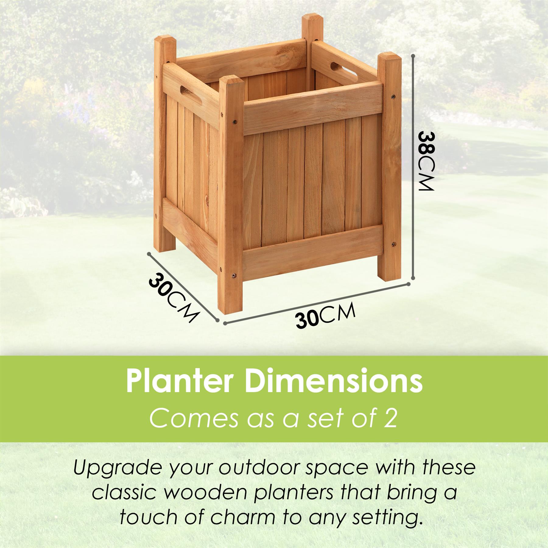 Wooden Planters Square Set of 2 by GEEZY - The Magic Toy Shop