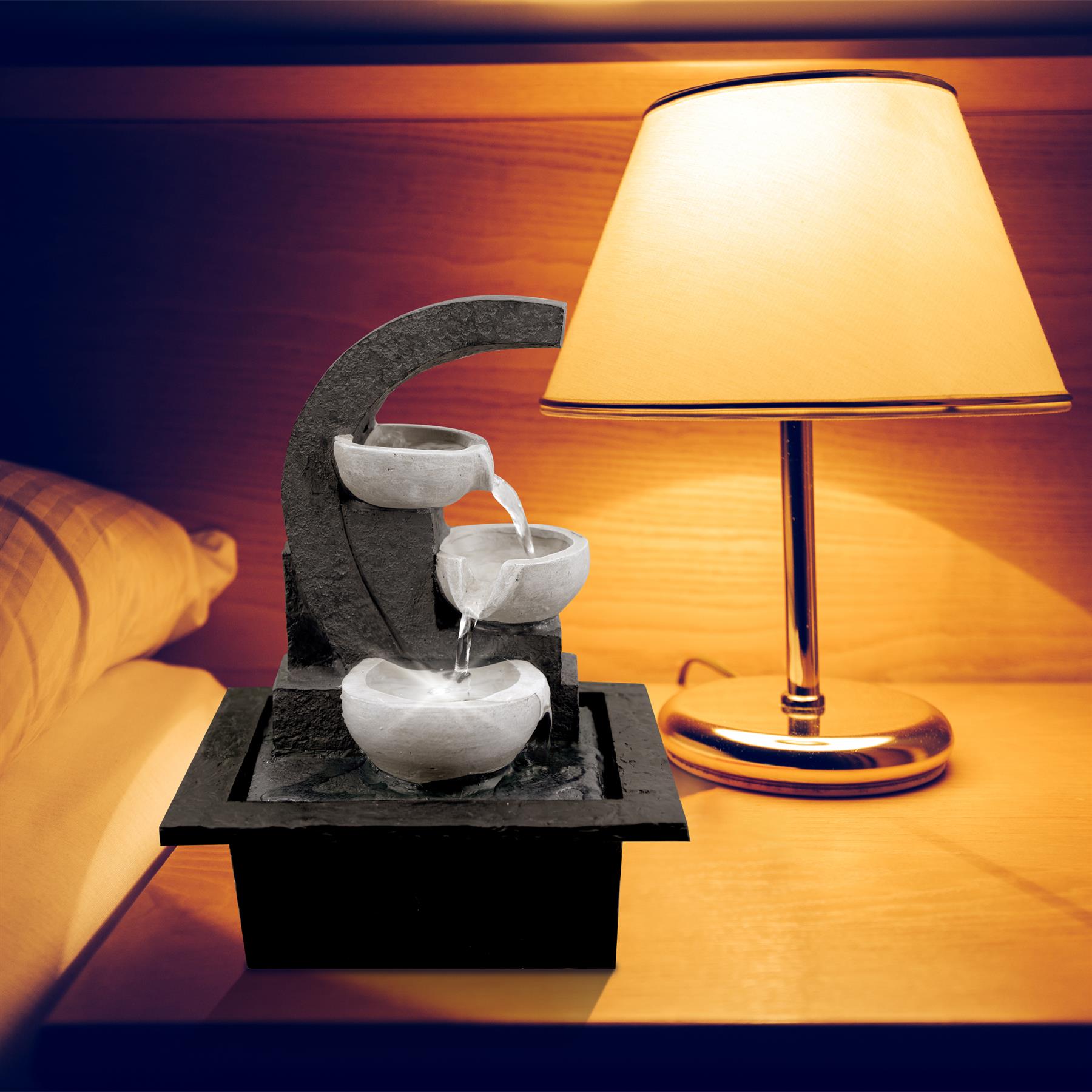 White Bowls Water Feature Indoor With LED by GEEZY - The Magic Toy Shop