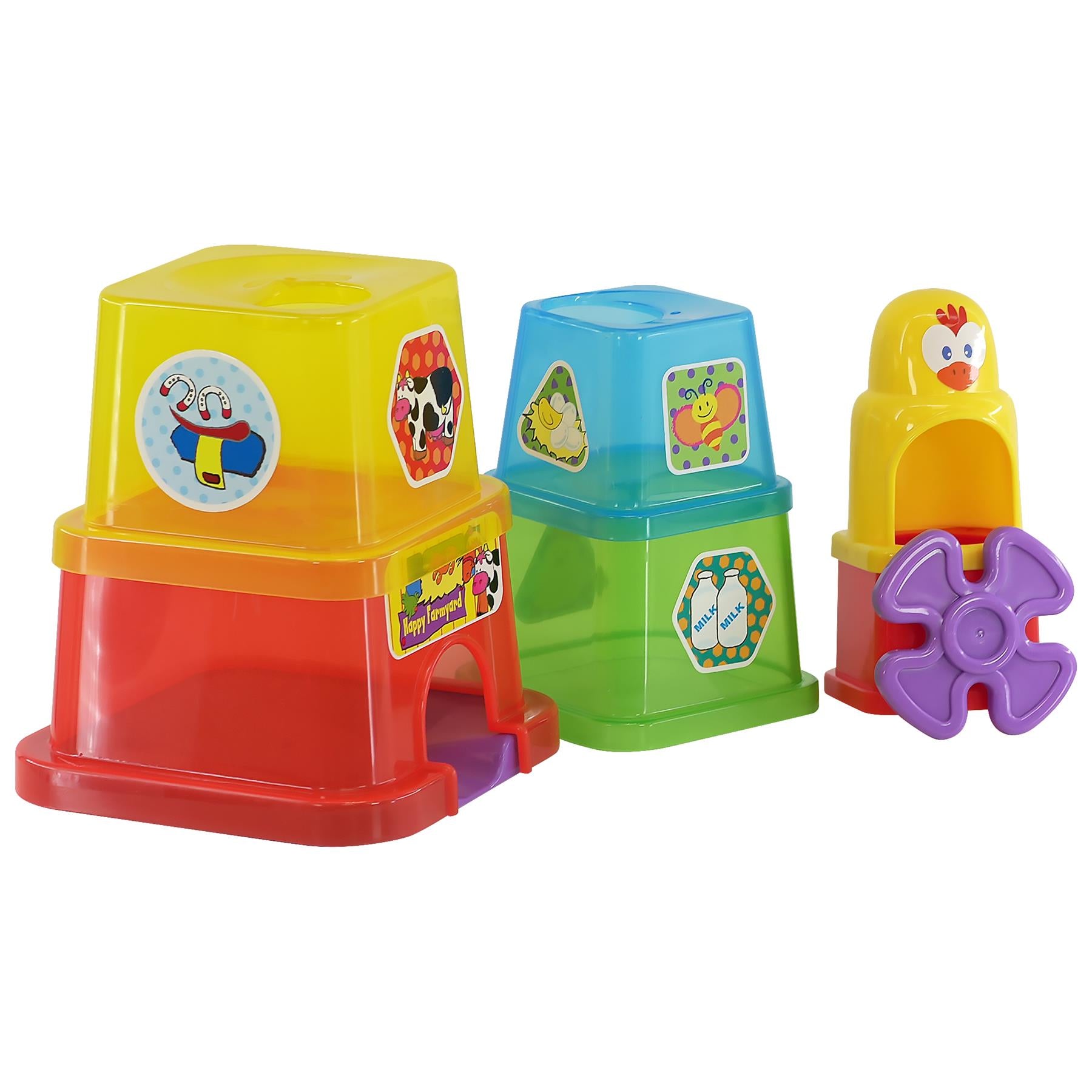 Stacking Nesting Cups Blocks - Happy Farmyard Spin by The Magic Toy Shop - The Magic Toy Shop