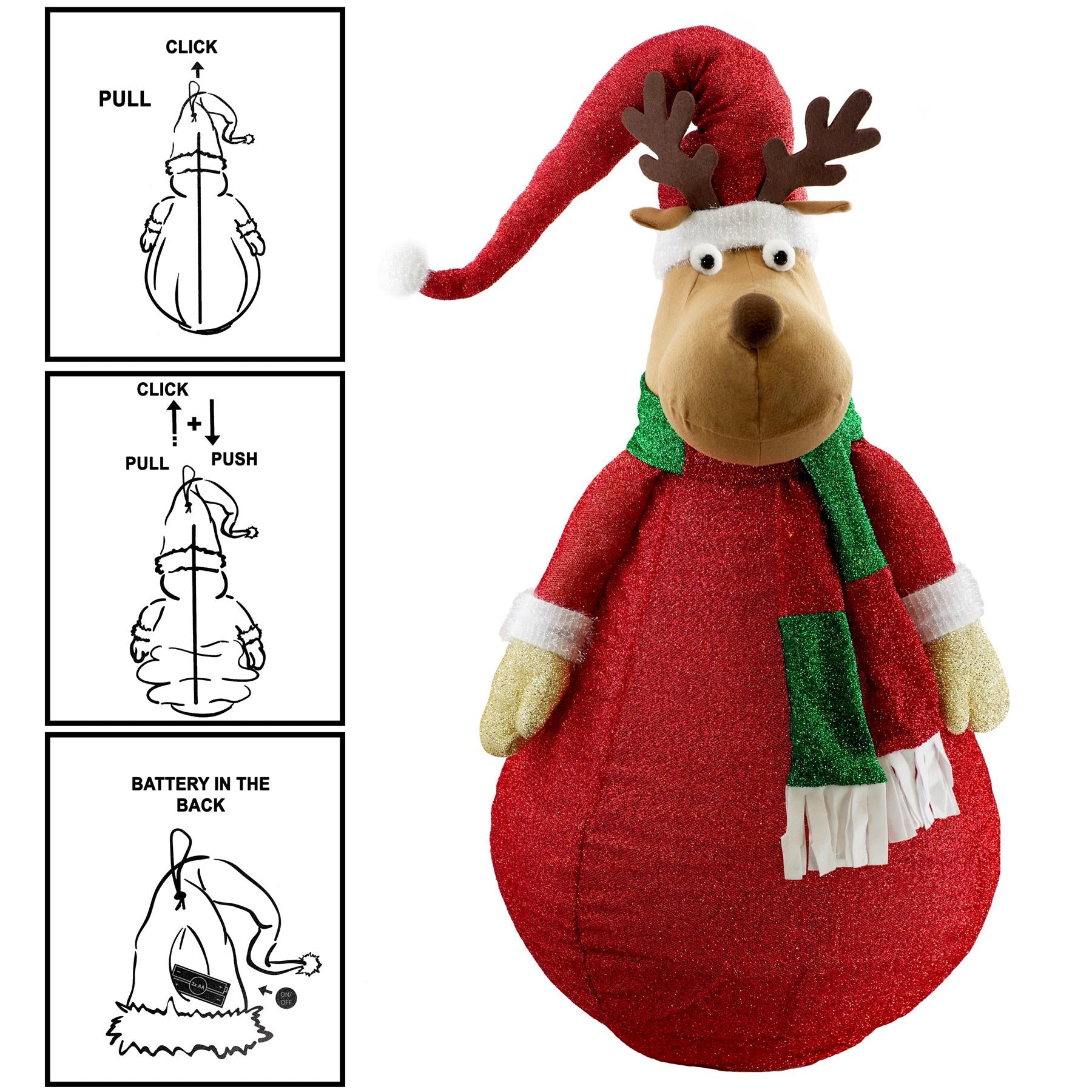 Collapsible Raindeer Christmas Decoration with LED lights by Tha Magic Toy Shop - The Magic Toy Shop