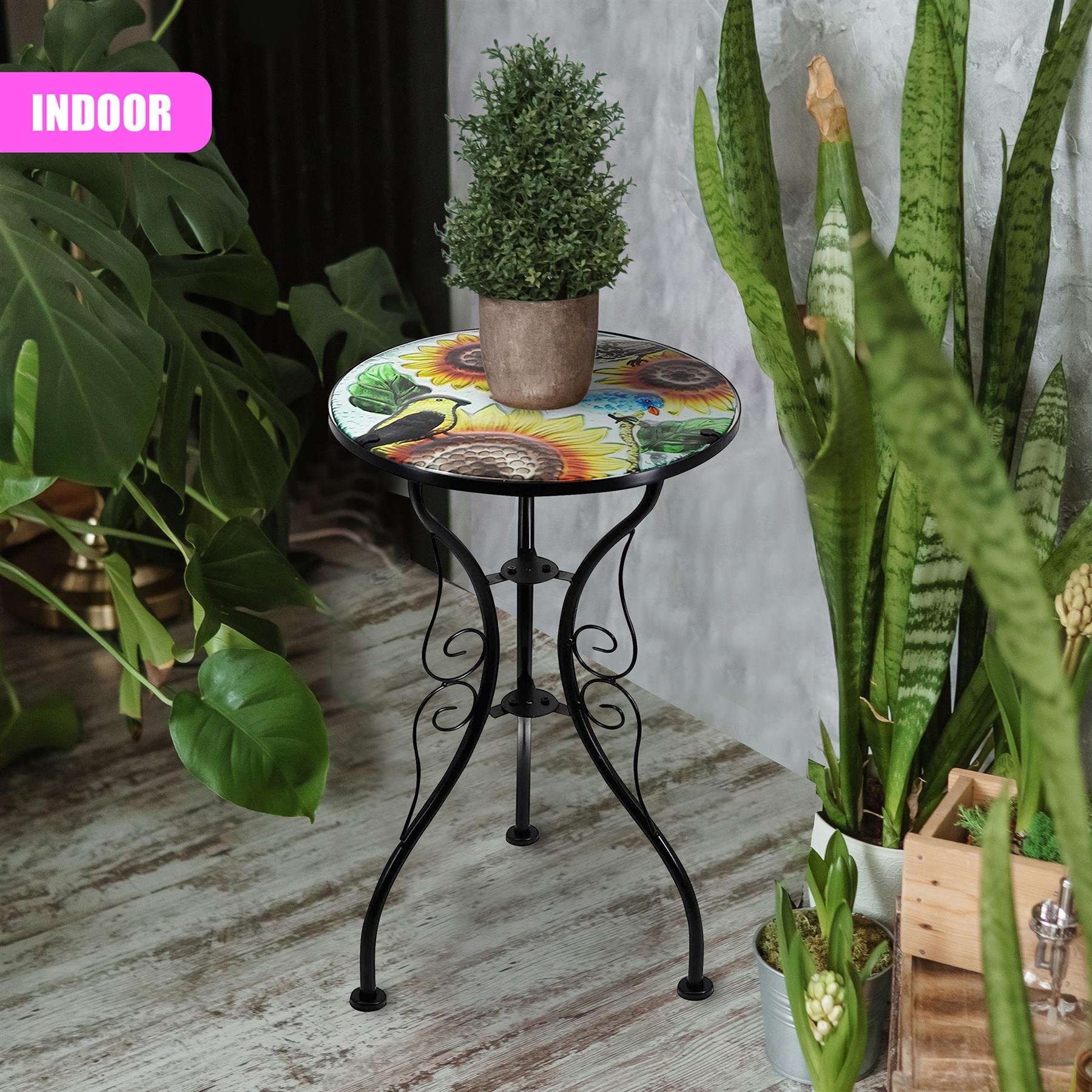 Round Side Mosaic Table With Sunflower Design by Geezy - The Magic Toy Shop