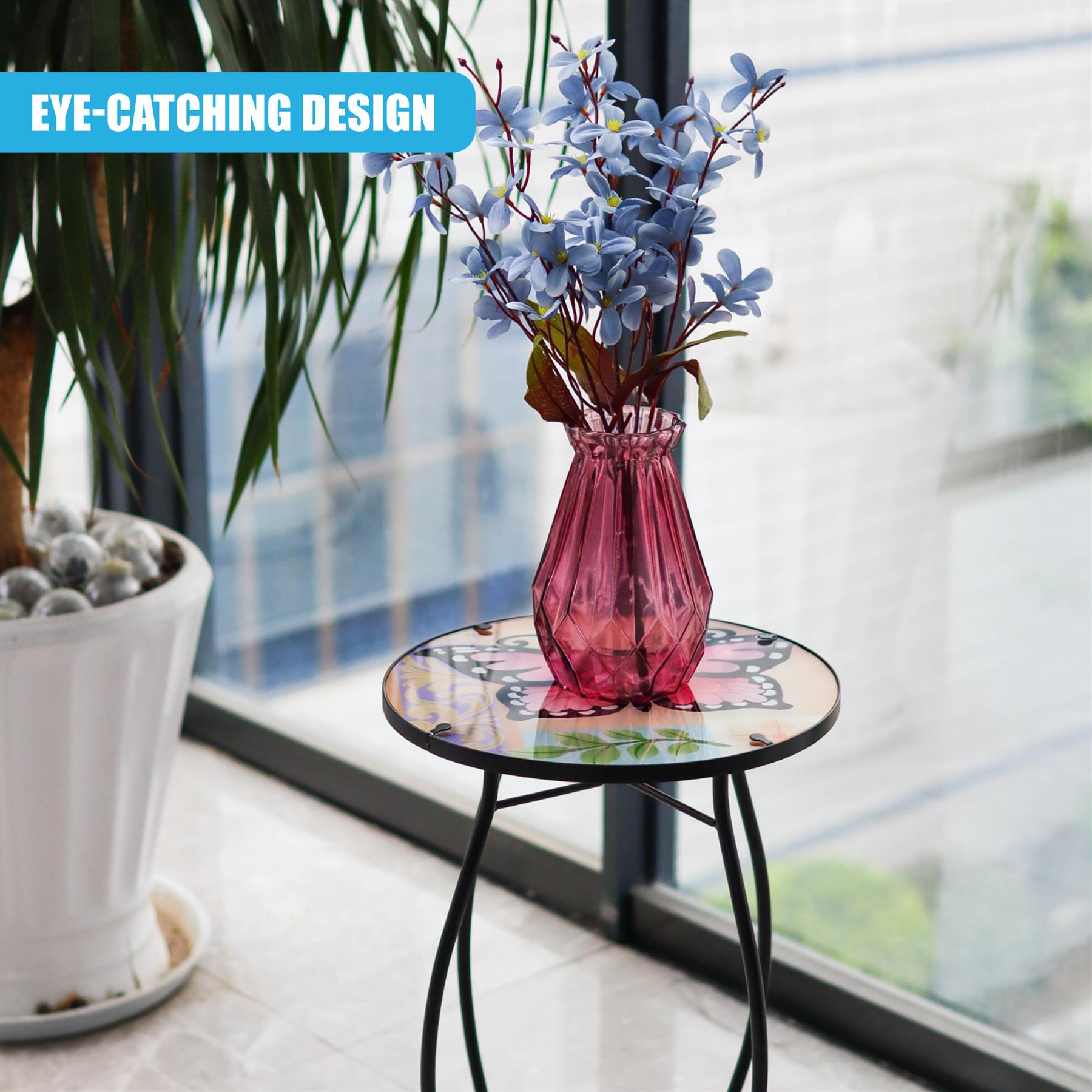 Round Side Mosaic Table With Large Butterfly Design by GEEZY - The Magic Toy Shop