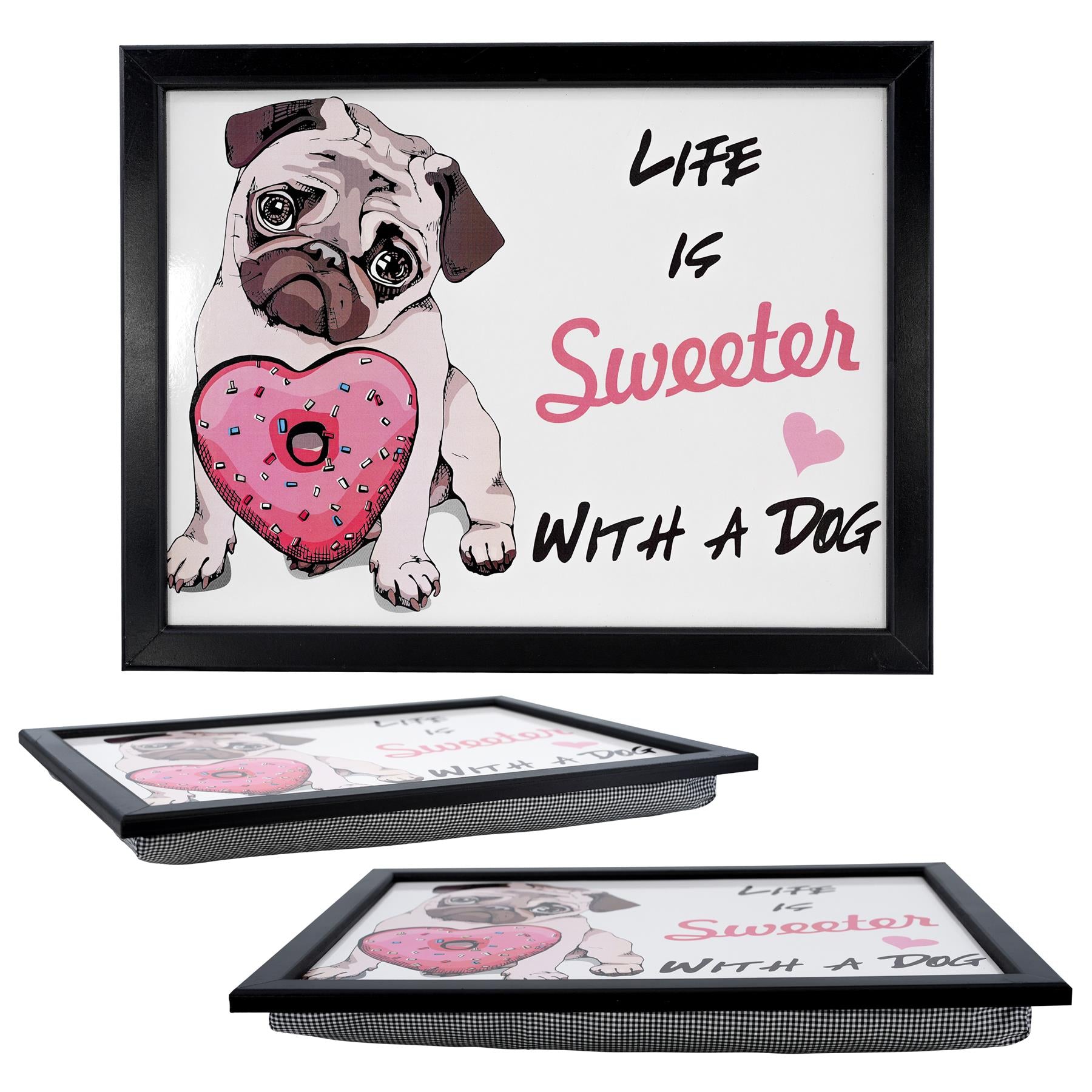 Wooden Lap Tray with Puppy Design and Cushion