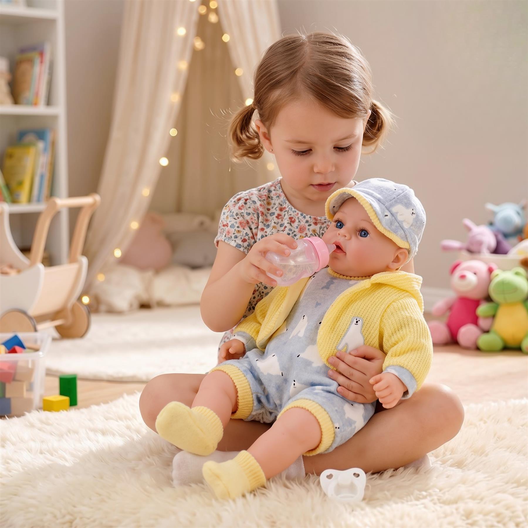 Baby Doll With Dummy & Sounds Yellow
