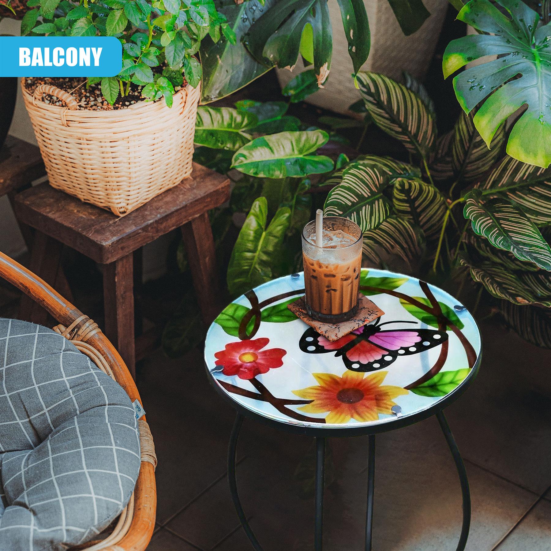 Round Side Mosaic Table With Small Butterfly Design by GEEZY - The Magic Toy Shop