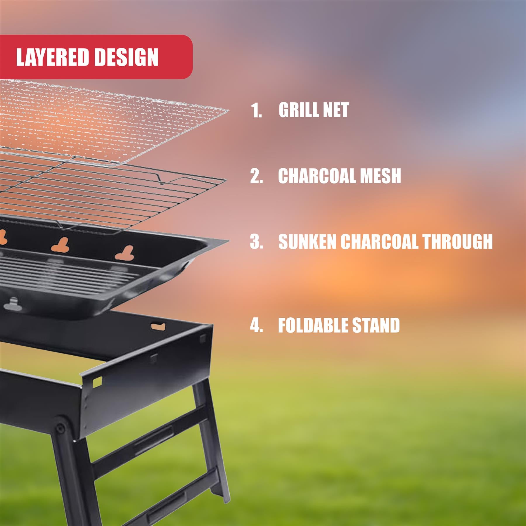 Portable Charcoal BBQ Grill by GEEZY - The Magic Toy Shop