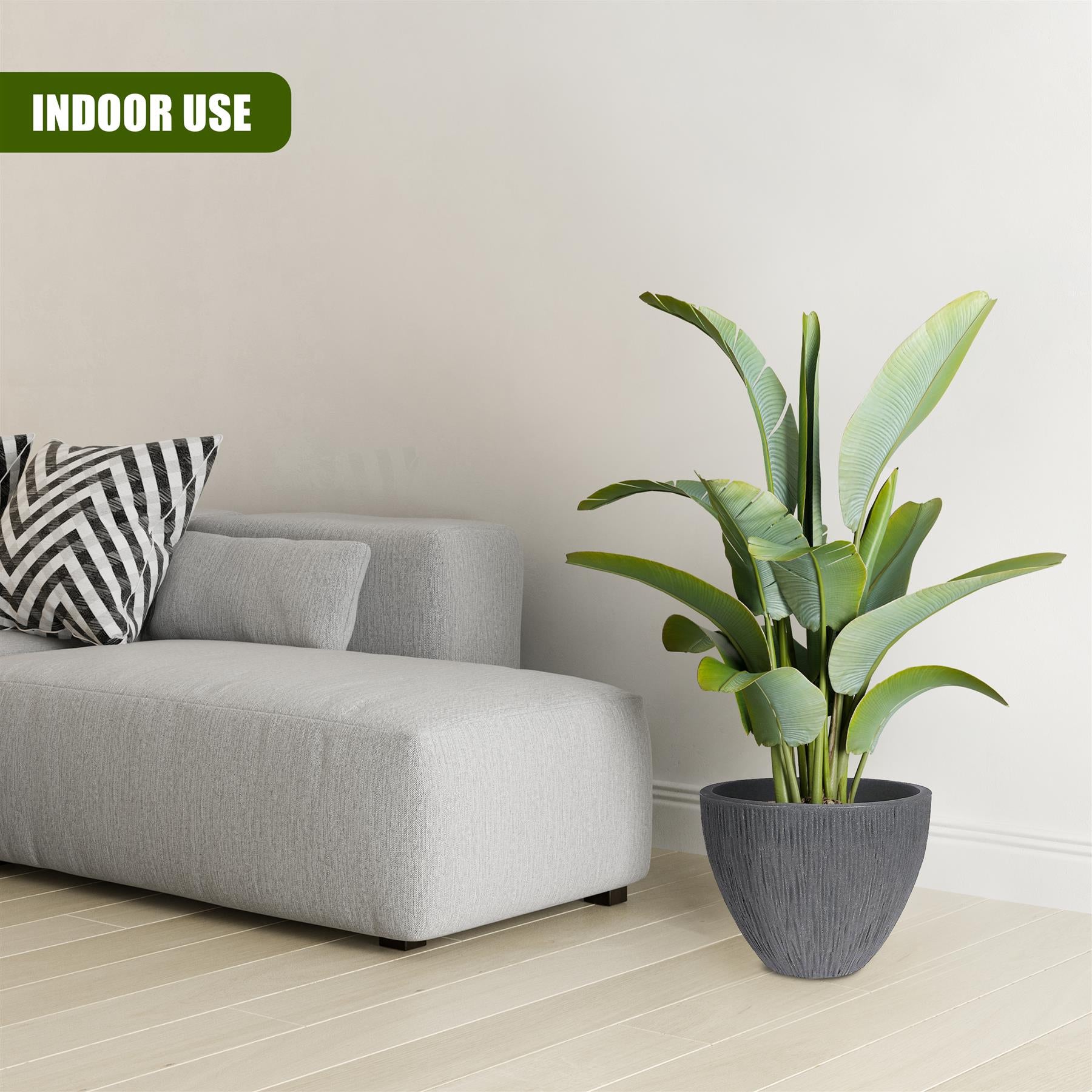 Large Anthracite Round Flower Pot 31 cm by GEEZY - The Magic Toy Shop