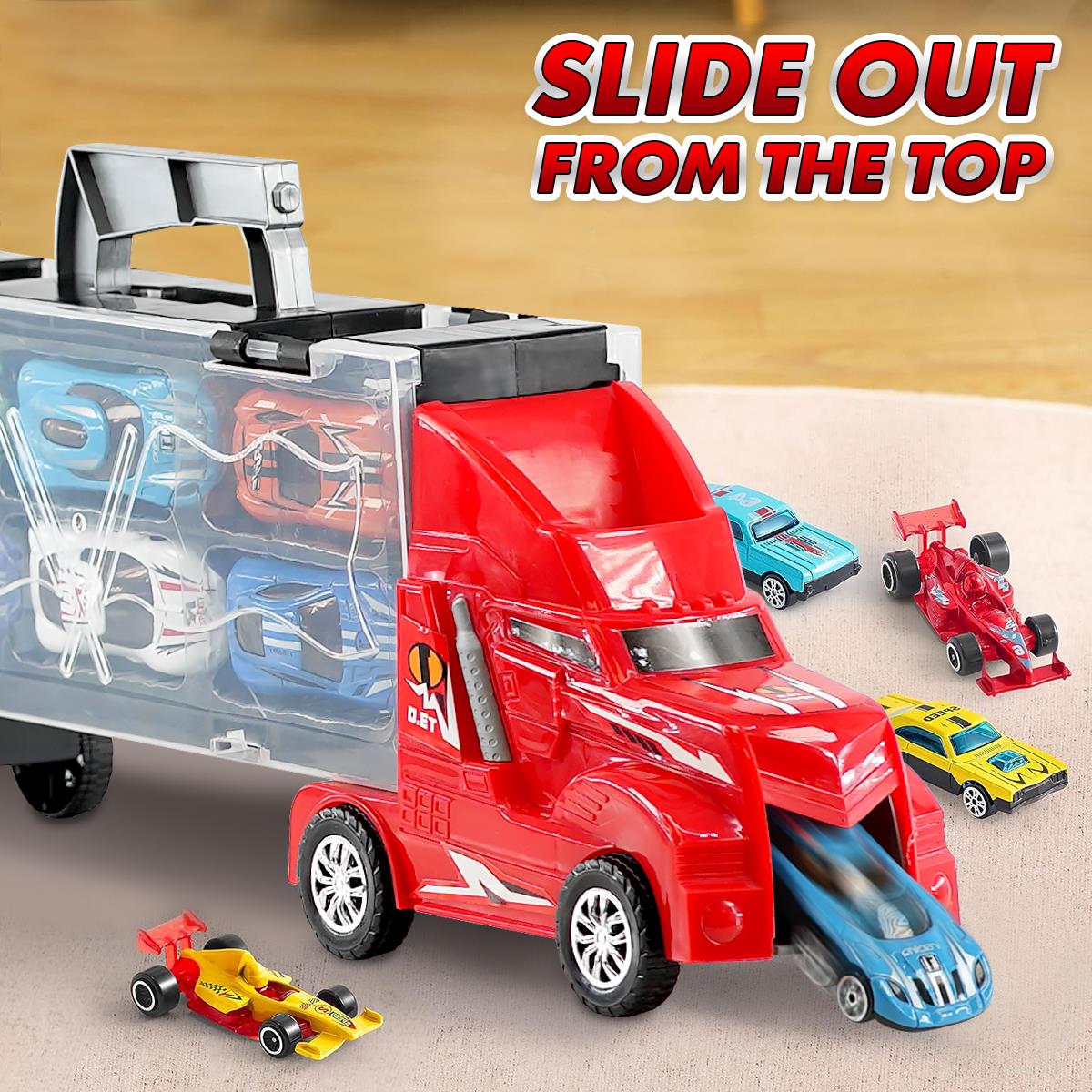 Kids Toy Truck Carrier & 6 Mini Cars Set by The Magic Toy Shop - The Magic Toy Shop