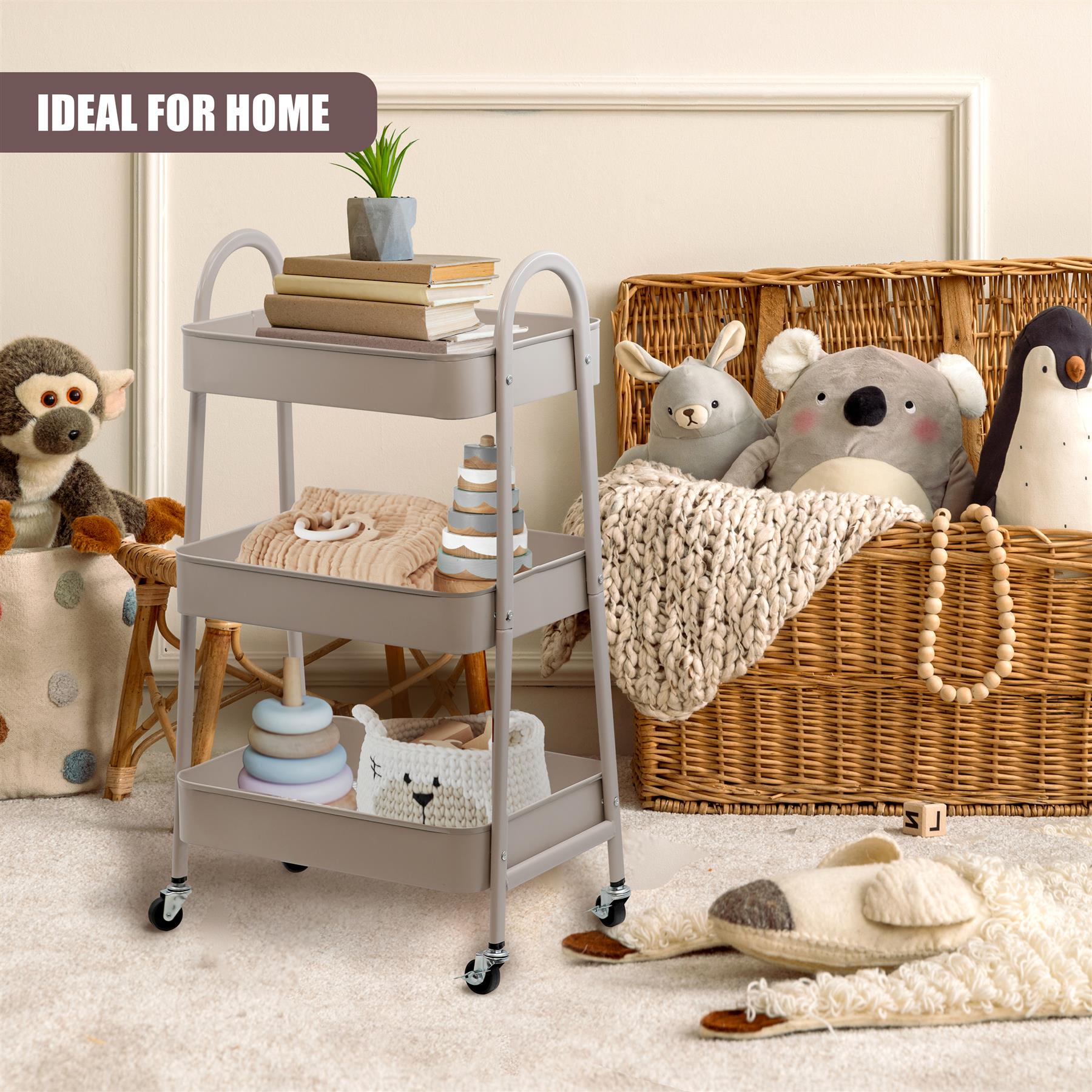3 Tier Storage Trolley on Wheels by GEEZY - The Magic Toy Shop